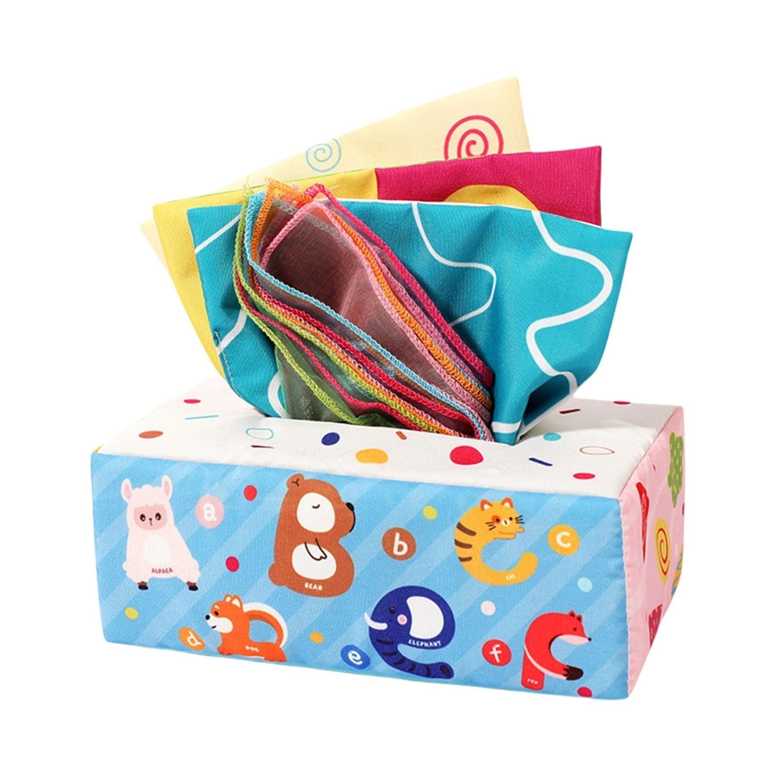Baby Tissue Box Toy Montessori Soft Toys Early Learning Developmental Gift for Toddler 0-3 Years