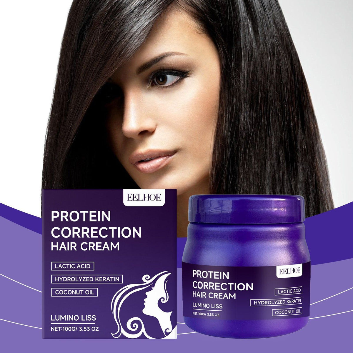 Hair Care Protein Straightening Cream, Moisturizing Nourishing Anti-Dryness Soft Smooth Hair Repair ,100g
