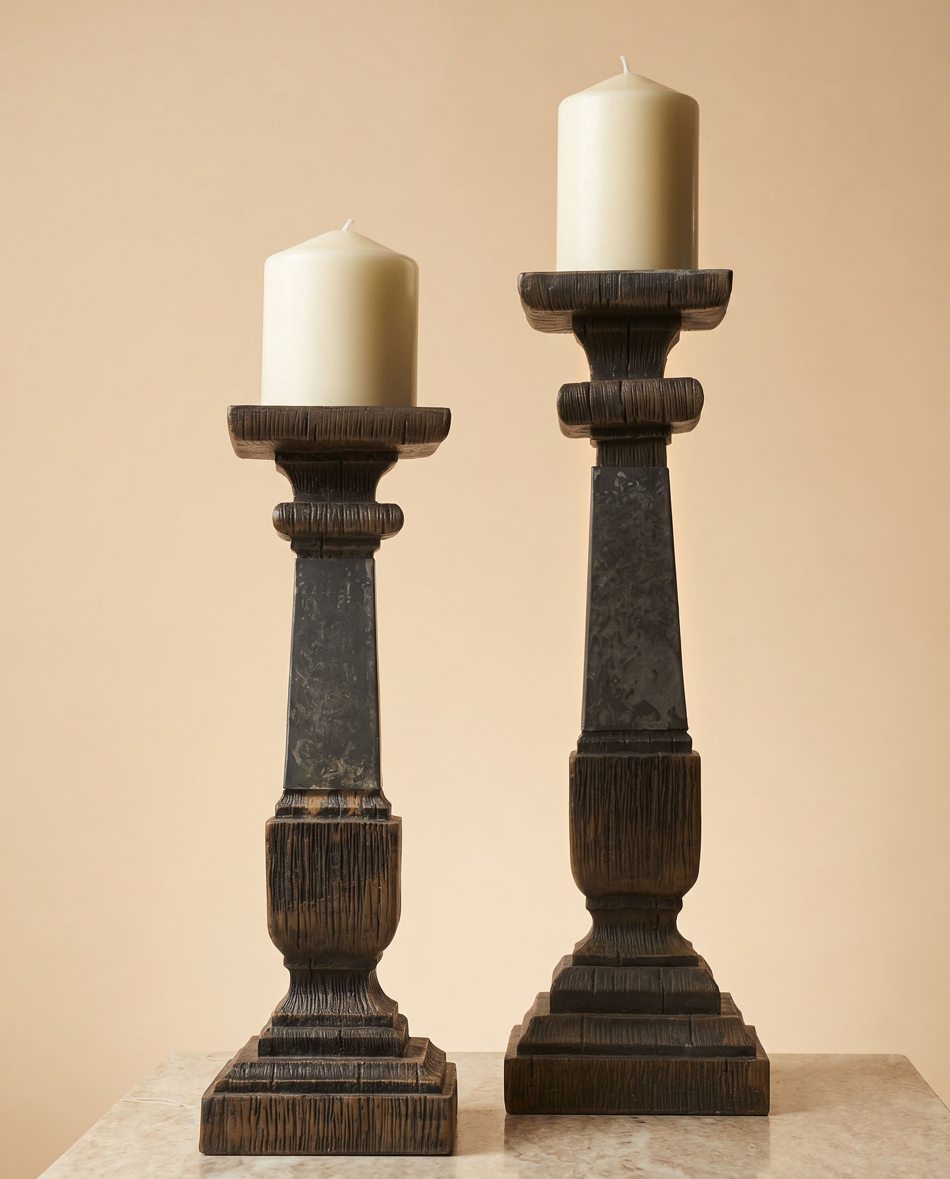 Tati deco Rustic candle holder large