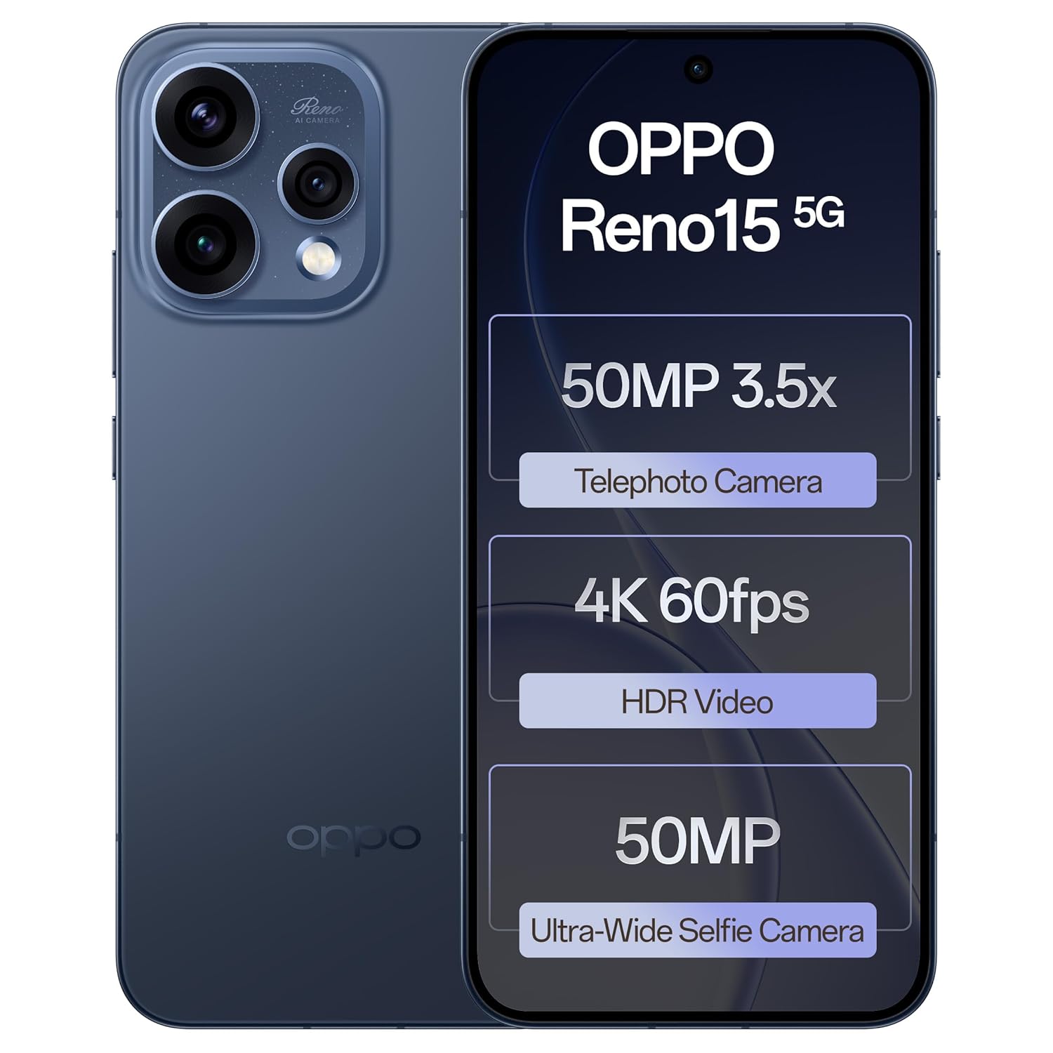 OPPO Reno 15 5G Smartphone, 12GB RAM, 512GB Storage