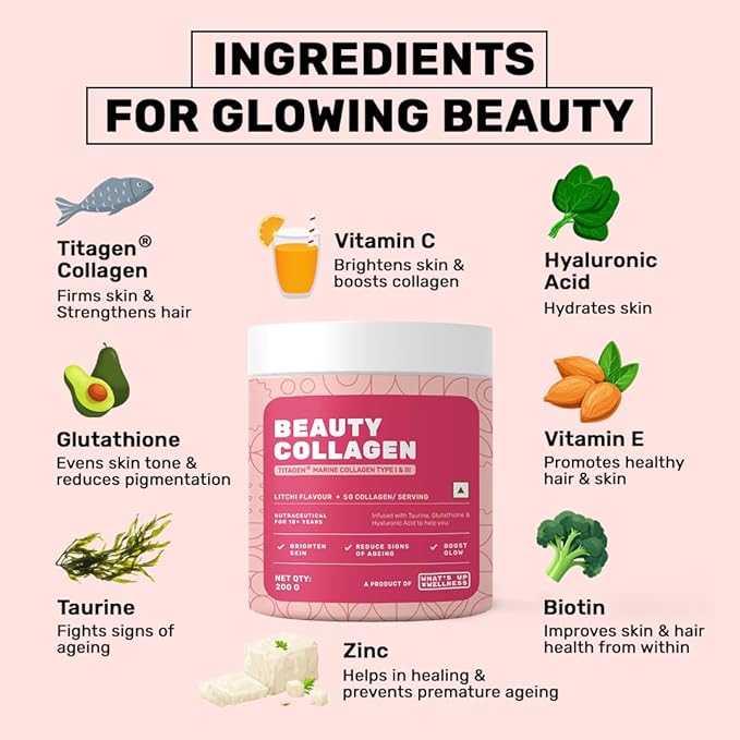 What’s Up Beauty Collagen Litchi Flavour 200g