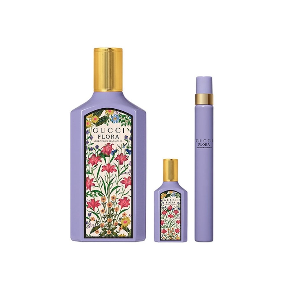 مجموعة 3 قطع من عطر Gucci Flora Gorgeous Magnolia Edp 100 مل