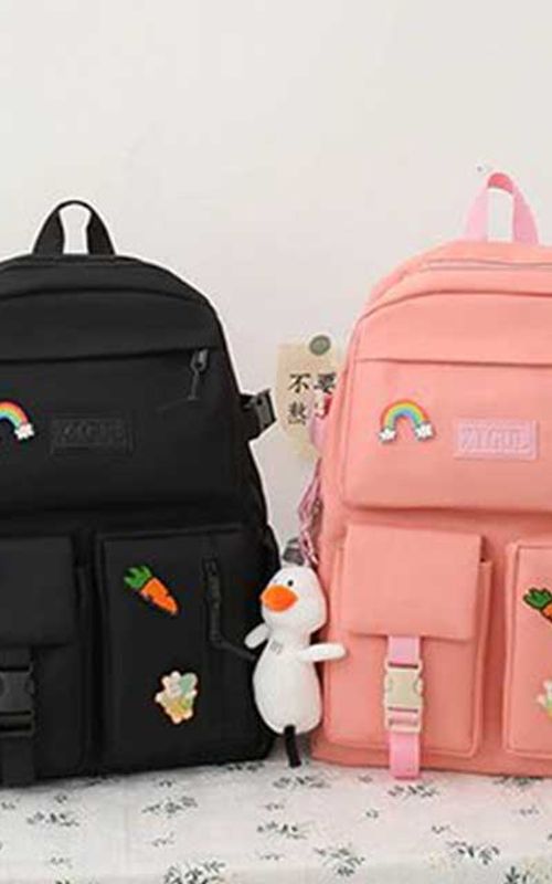 4 Pcs/Set Canvas School Bags Backpack – Durable, Stylish Backpack Set for Kids, Teens & Students