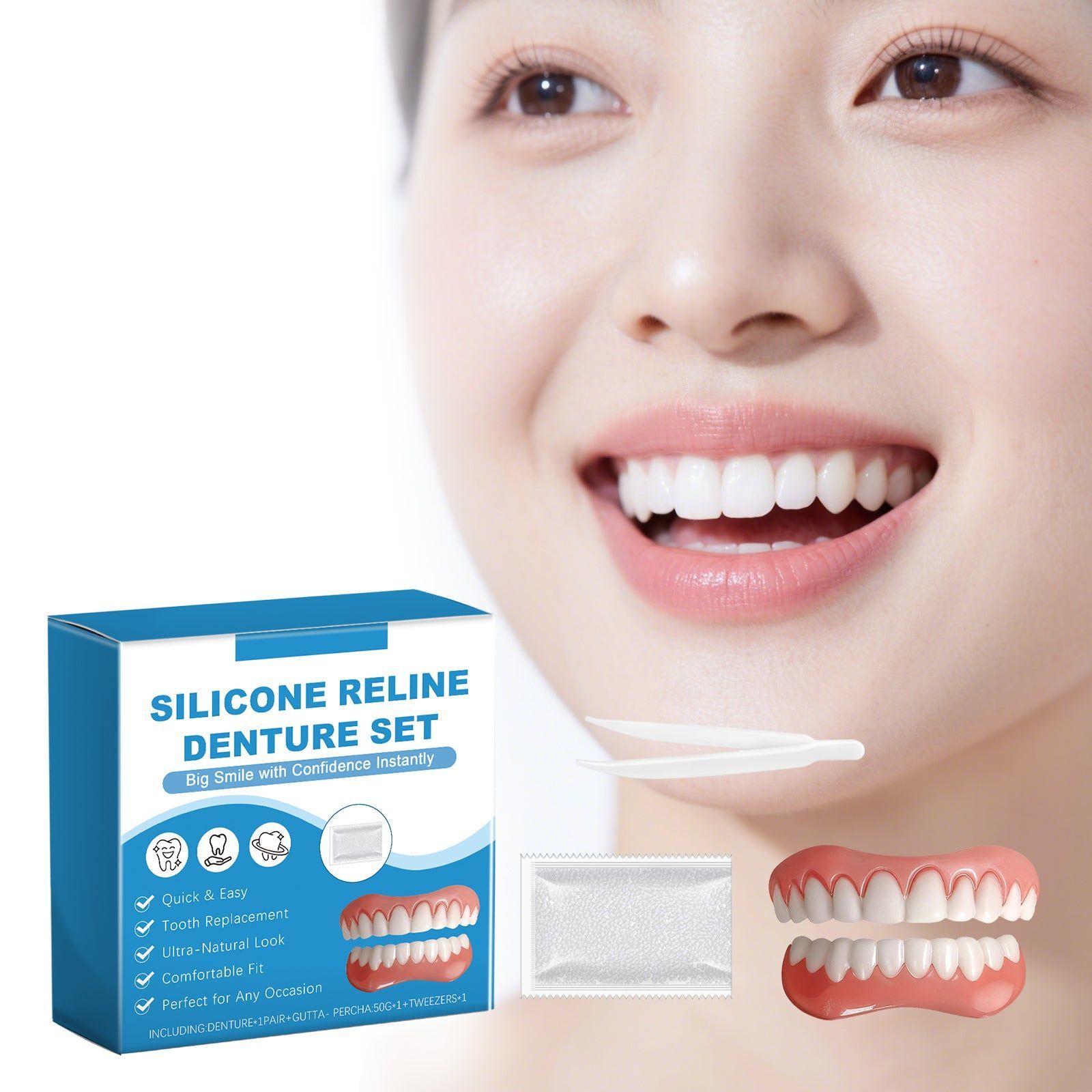 Premium Denture Care Sets, Natural Look, Comfortable Fit, Easy Modification ,1 set