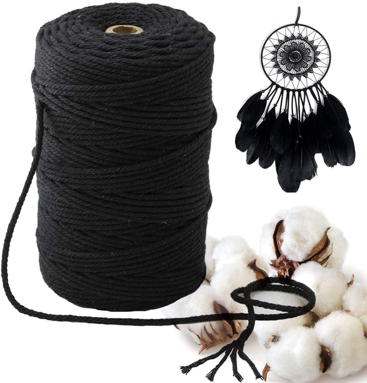 3 x 200 mm Cotton Cone Yarn Macrame Yarn Cotton Rope DIY Art Craft Knitting Tools