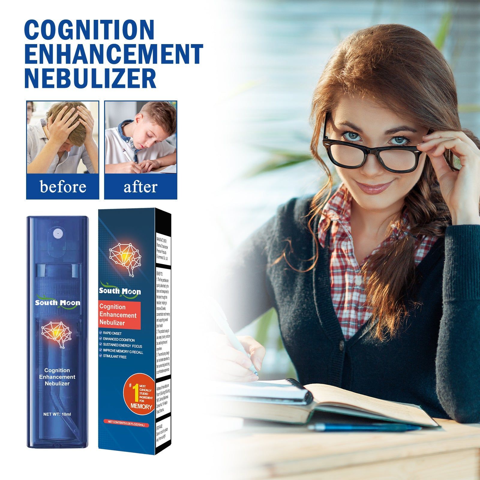 Boost Brain Power with Cognitive Care Nebulizer, Improve Focus, Memory, and Mental Clarity ,10ml/box