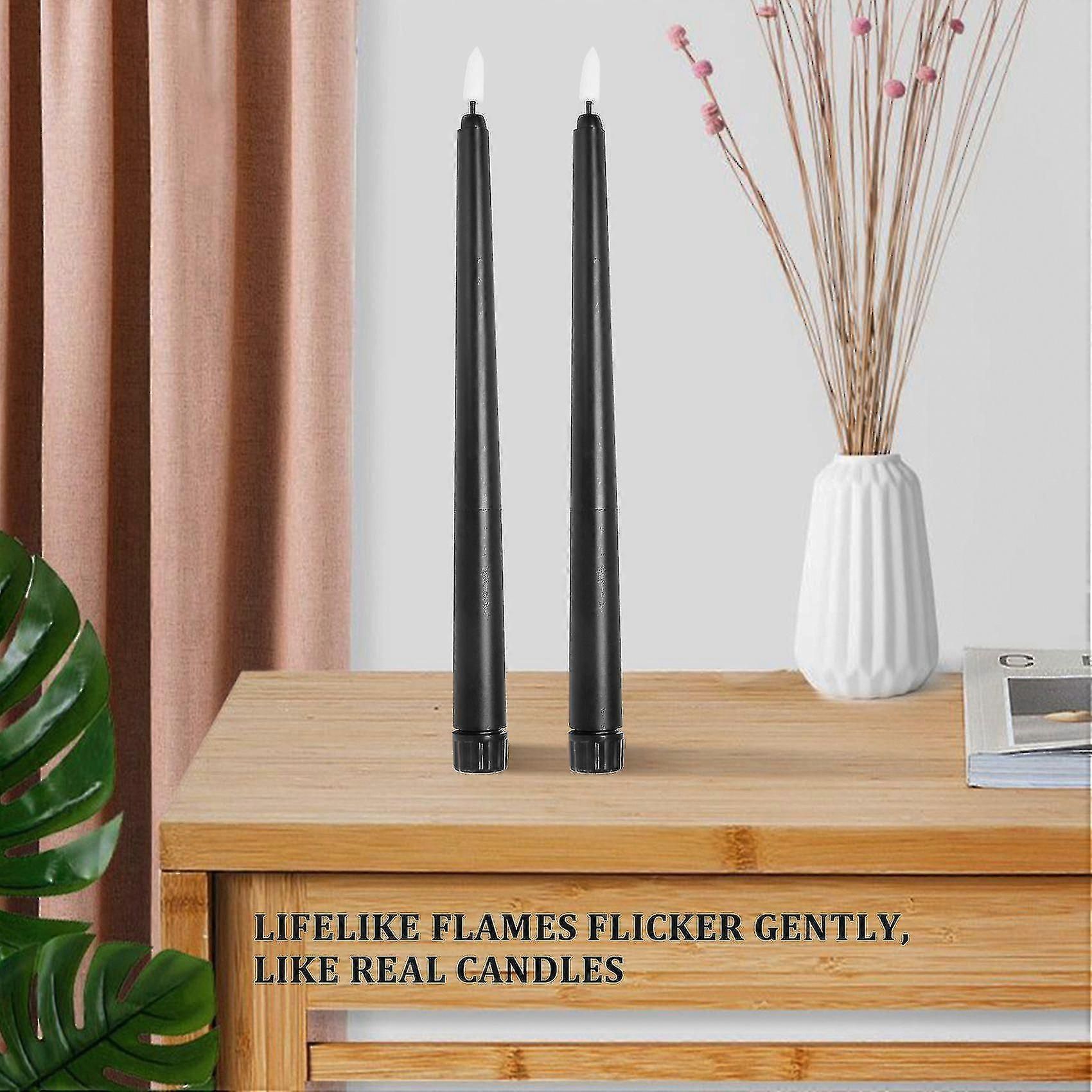 Pack Of 6 Black Led Birthday Candles,yellow Flameless Flickering Battery Operated Led Candles