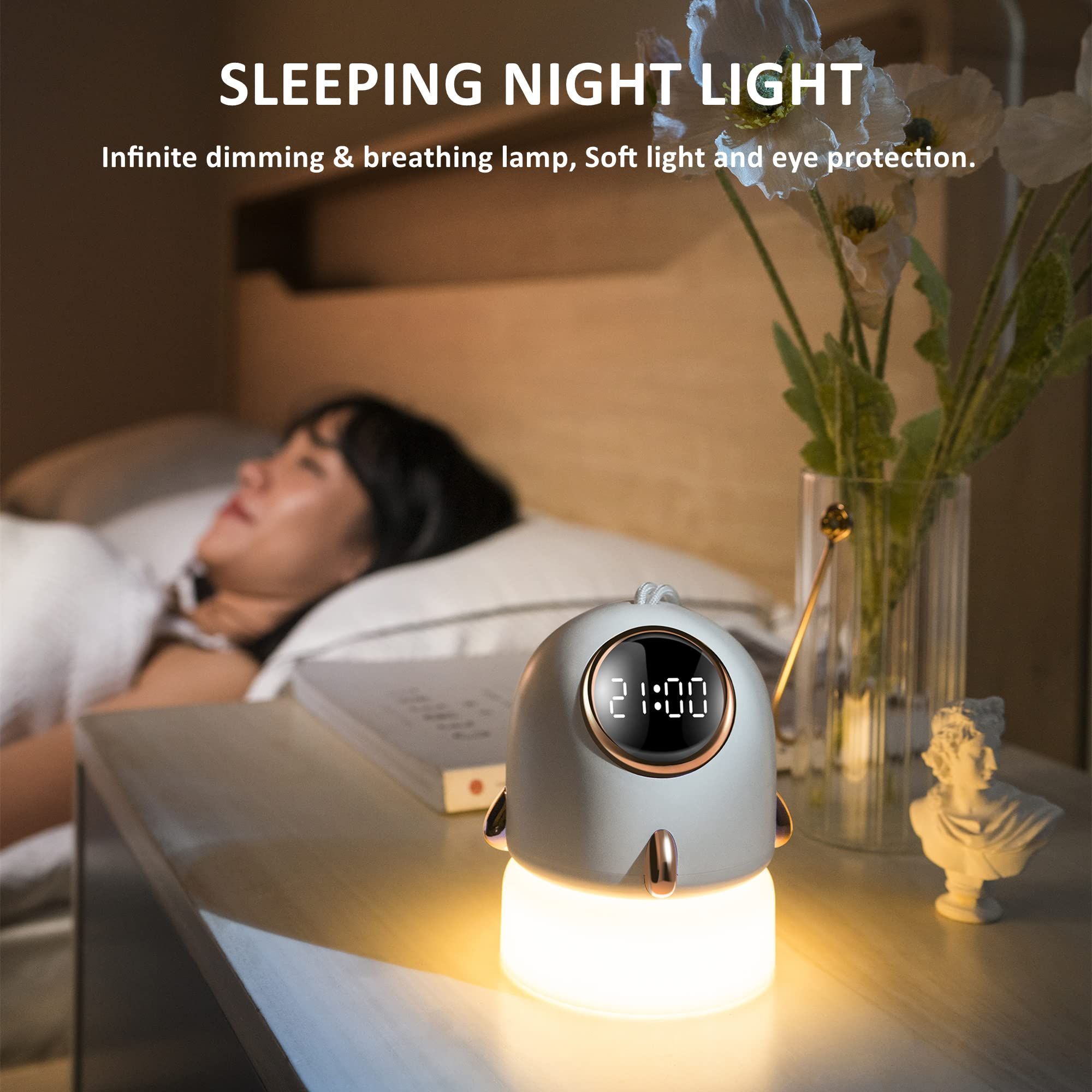 Night Light Projector Handheld Rocket Alarm Clock Timer Portable Home Decor Gift