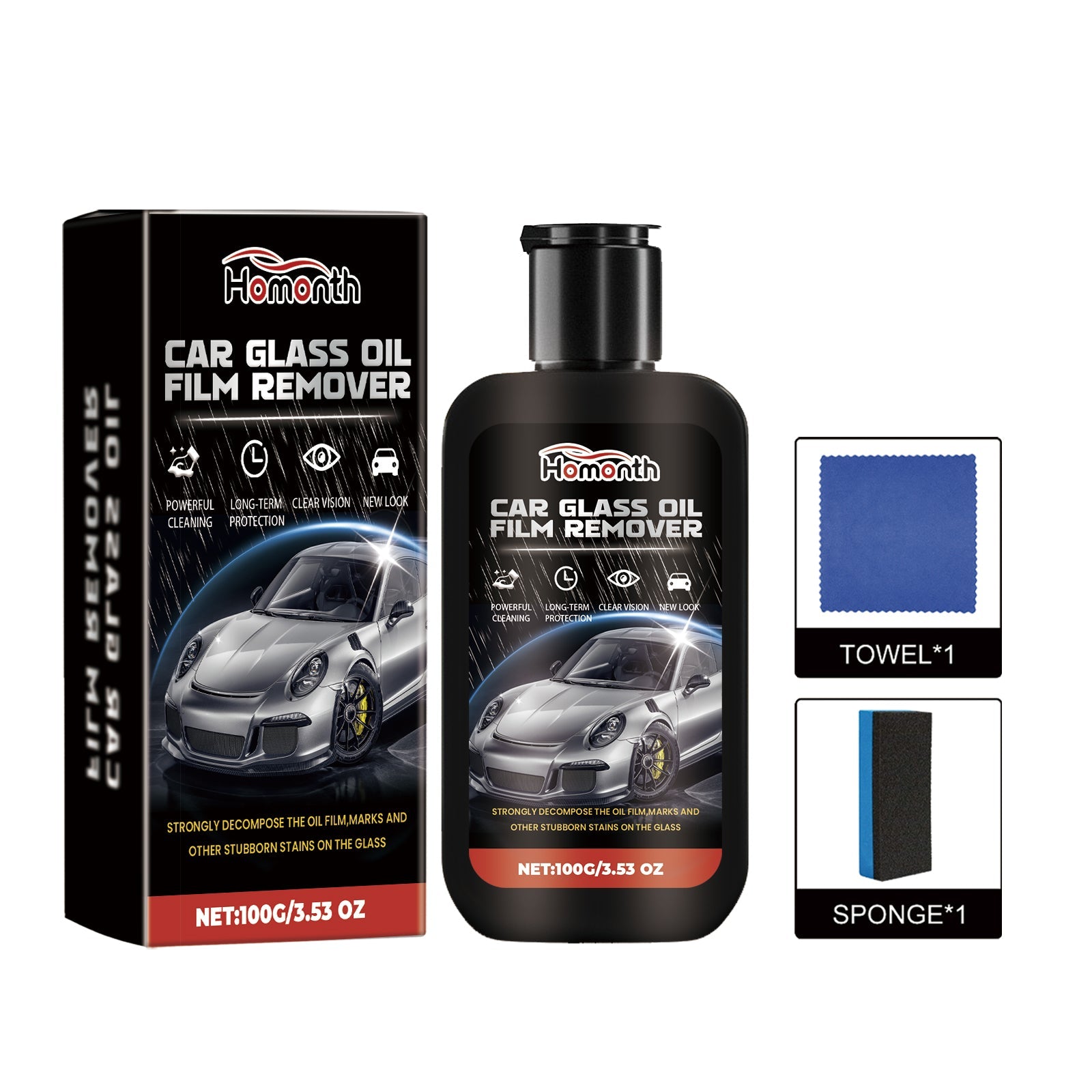 Automotive Glass Coating Paste, Cleaning and Decontamination, Waterproof, Rainproof, Windshield Cleaner ,1set