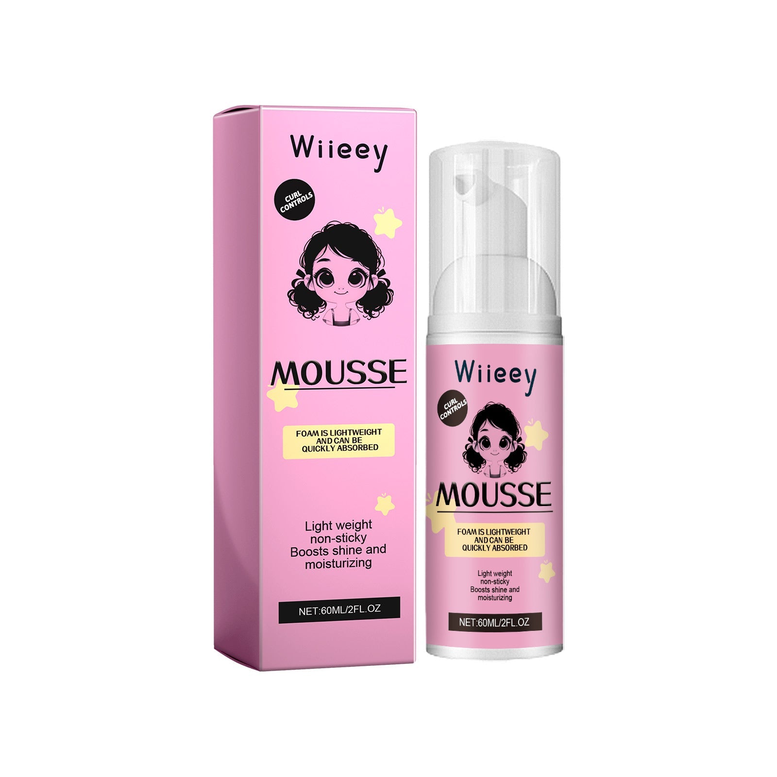 Curl Control Mousse, Anti-Frizz Hair Styling, Moisturizing, Long-Lasting Curl, Fluffy Elastin ,60ml