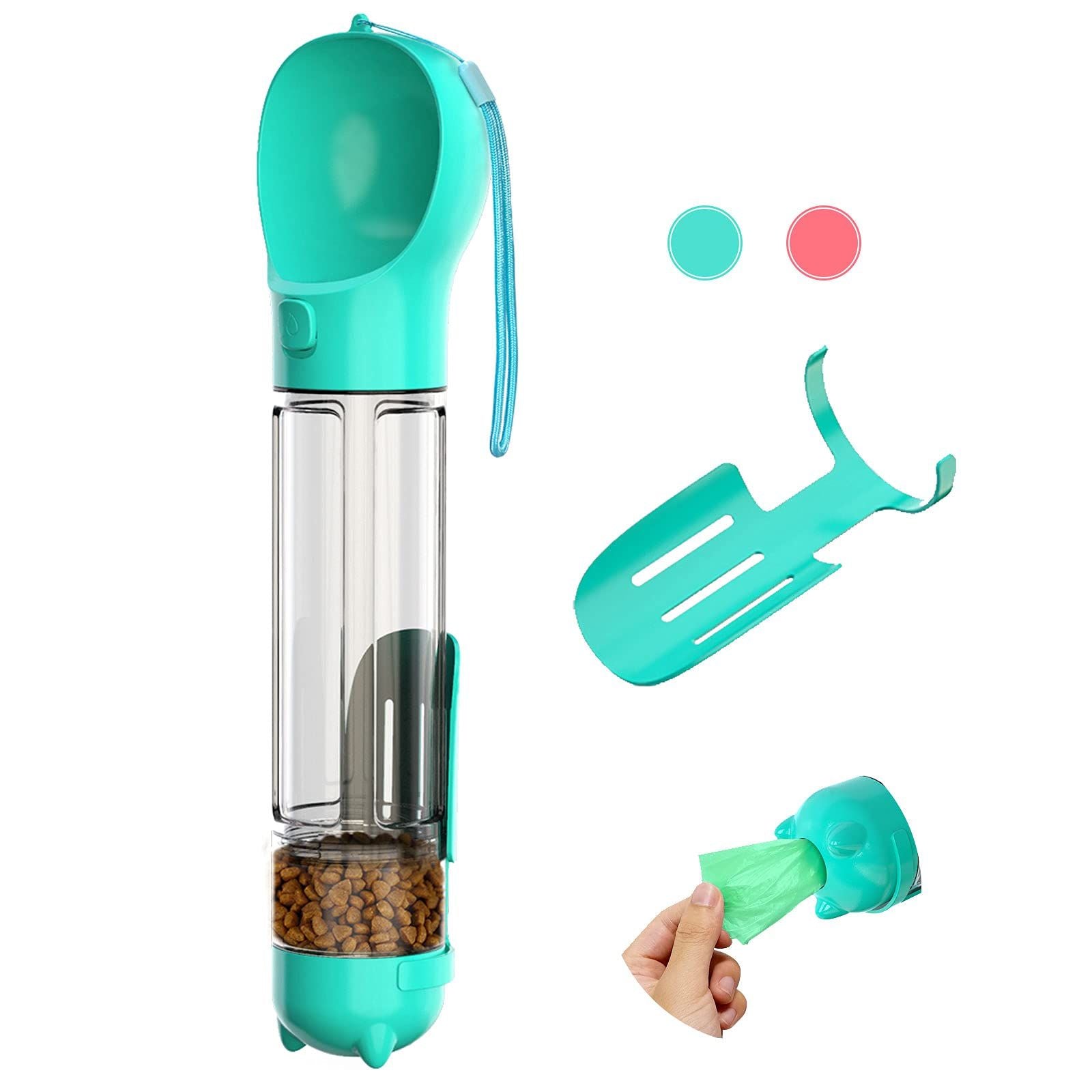 Pet Dispensor With Food Storage Drinking Bowl Poop Bagand Shovel