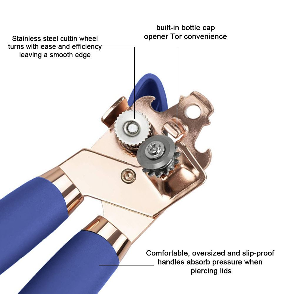 Manual Can Opener With Anti Slip Grip Handheld Smooth Edge Ergonomic