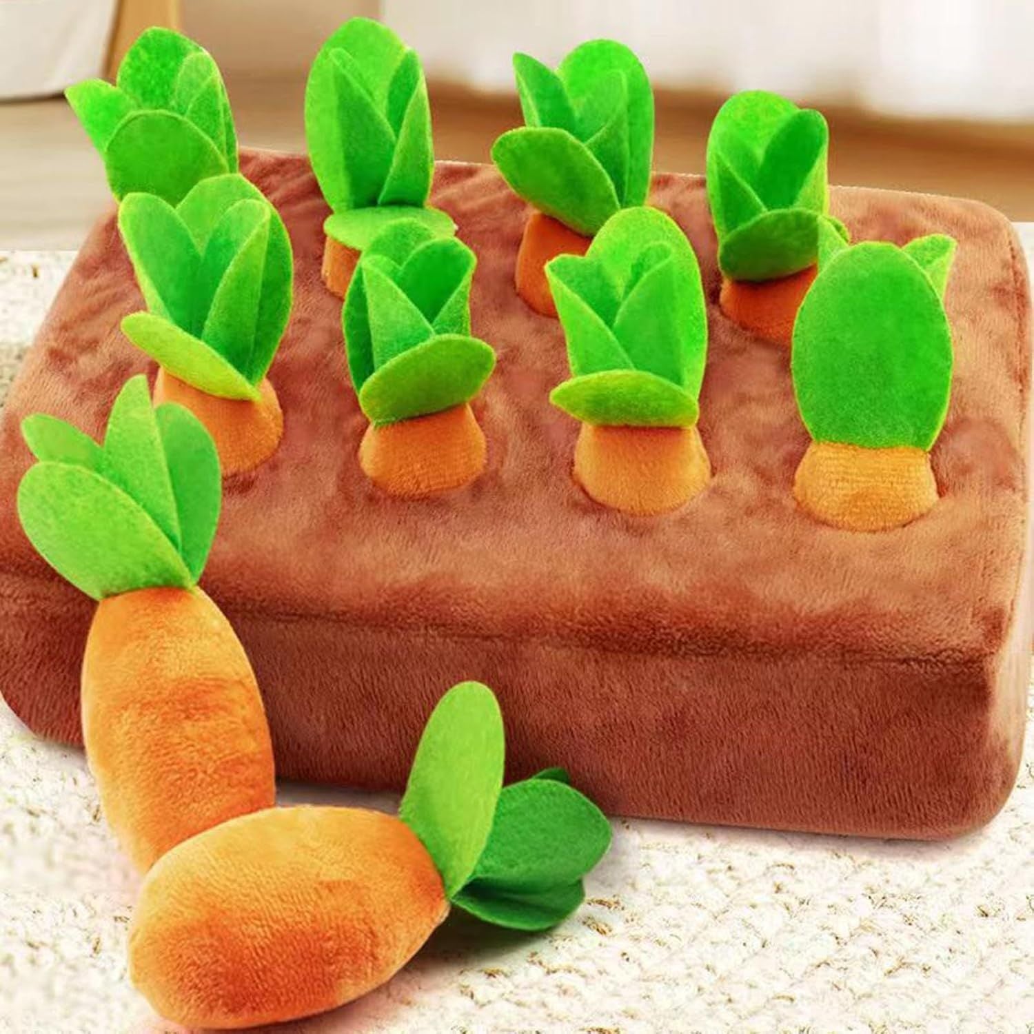 Interactive Plush Carrot Dog Toy Chew Resistant Toys Pet Educational Toys