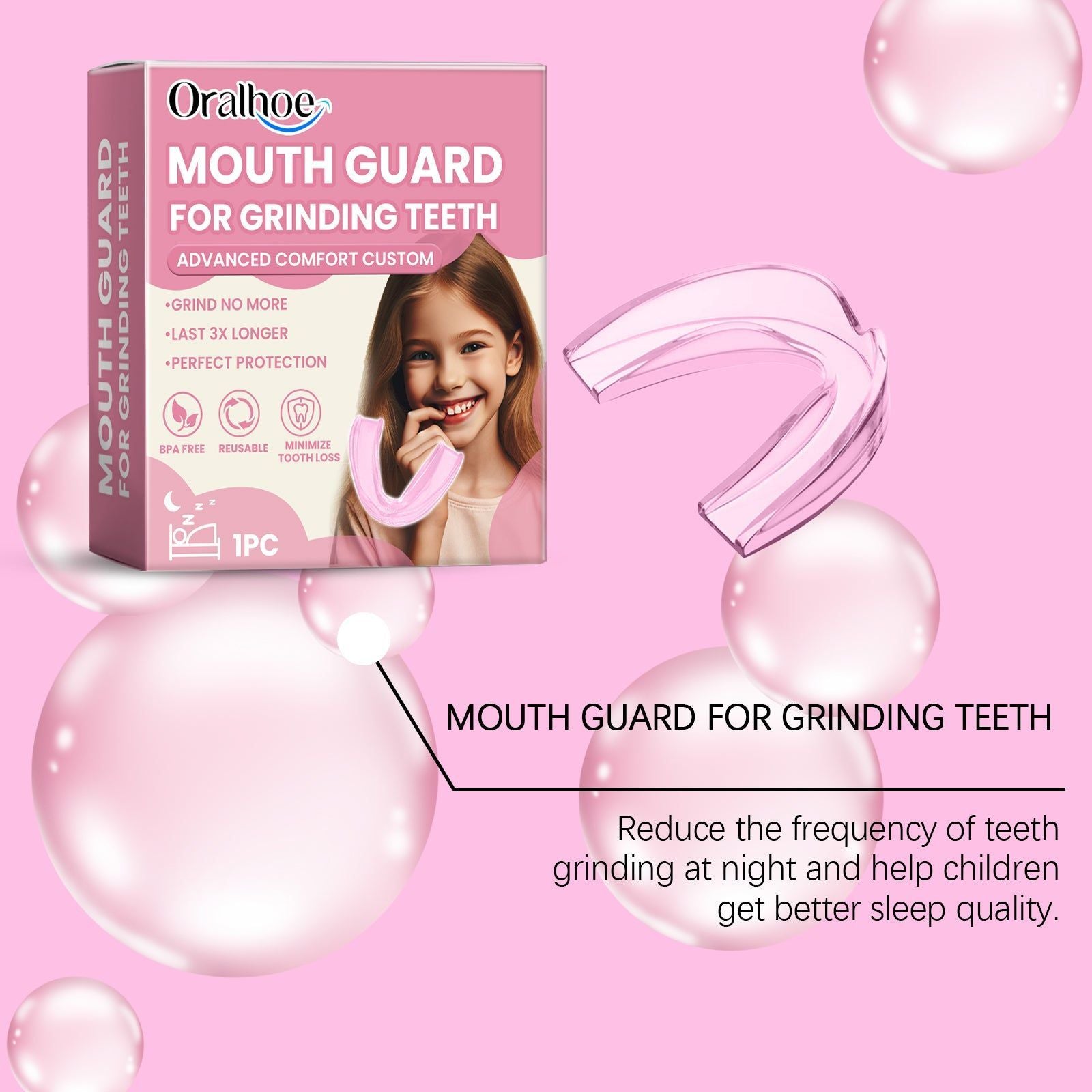 Children's Molar Mouthguard for Night Teeth Grinding, Oral Care, Sleep Better ,1pcs