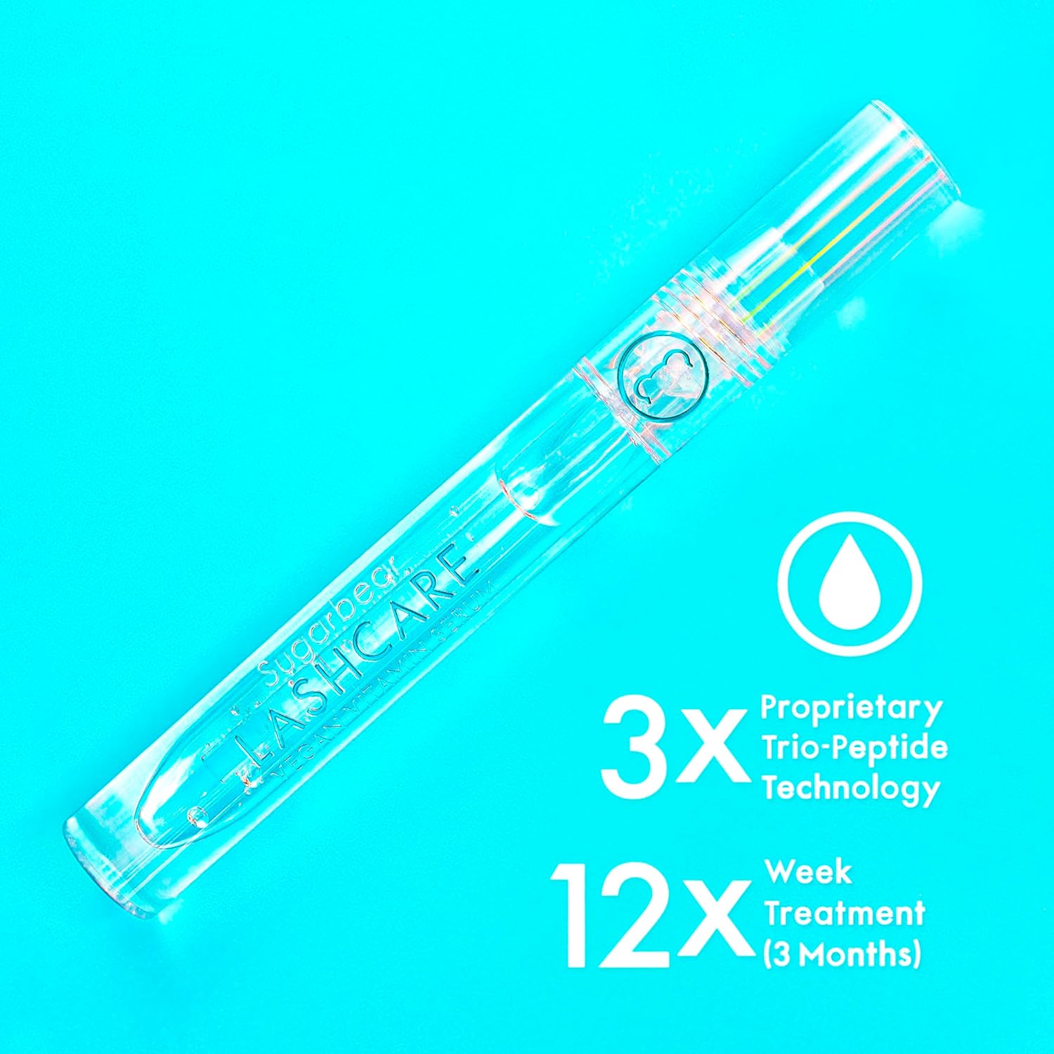 SUGARBEAR® LashCare Vegan Vitamin-Infused Lash Serum, Halal Certified, Alcohol Free - 3 Month Supply, Promotes Appearance of Longer, Thicker Eyelashes