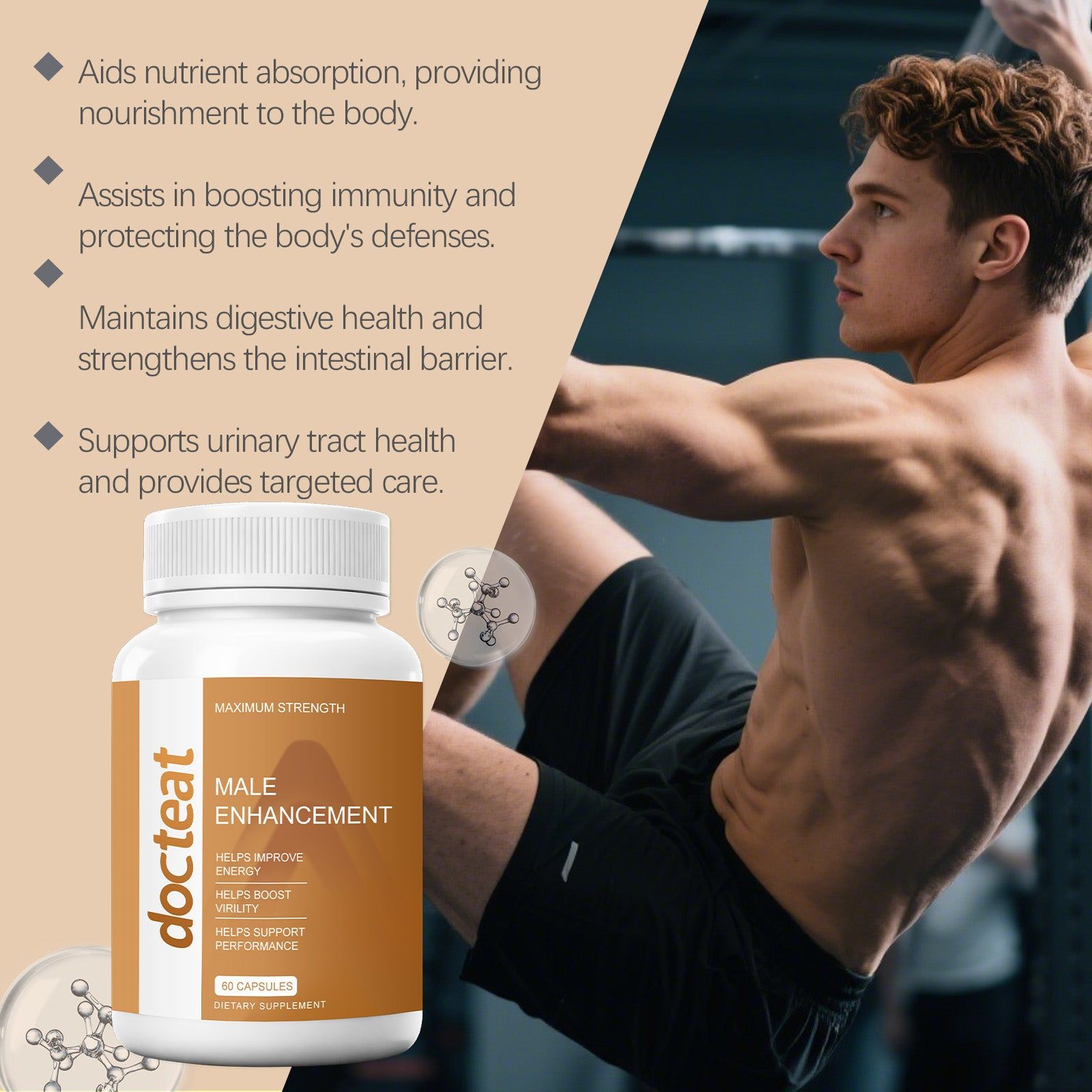 Boost Male Vitality Support Capsules, Enhance Endurance, Natural Male Care ,60 capsules