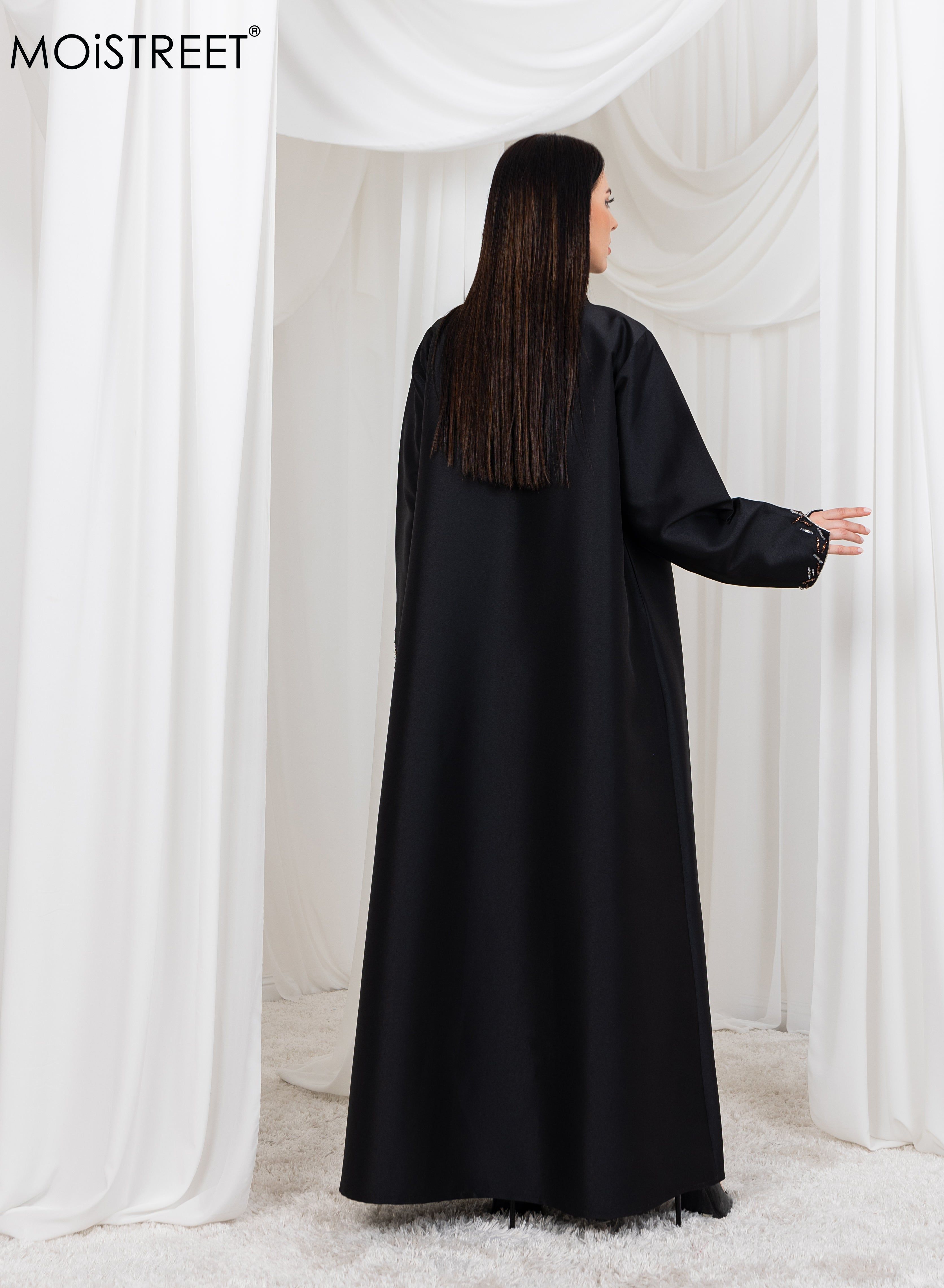 MOiSTREET Bridal Satin Embriodred  Abaya