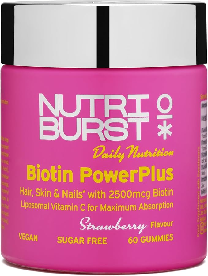 NutriBurst Biotin PowerPlus  Strawberry Flavor (60 Gummies)