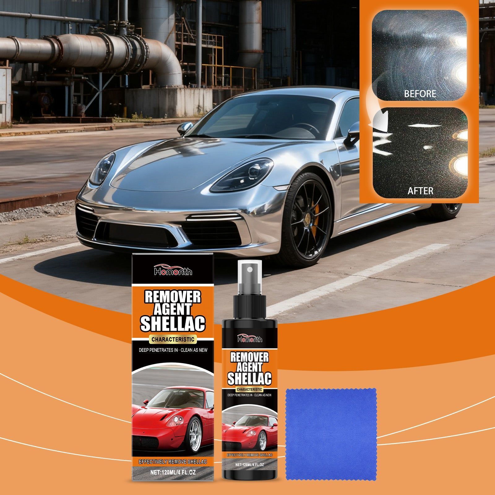 Car Cleaning Spray, Multi-Functional Oil & Dust Remover, Fast & Easy Surface Shine ,1set