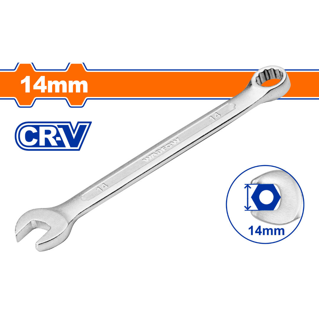 WADFOW Combination Spanner, Cr-V Steel, Chrome Matt Finish