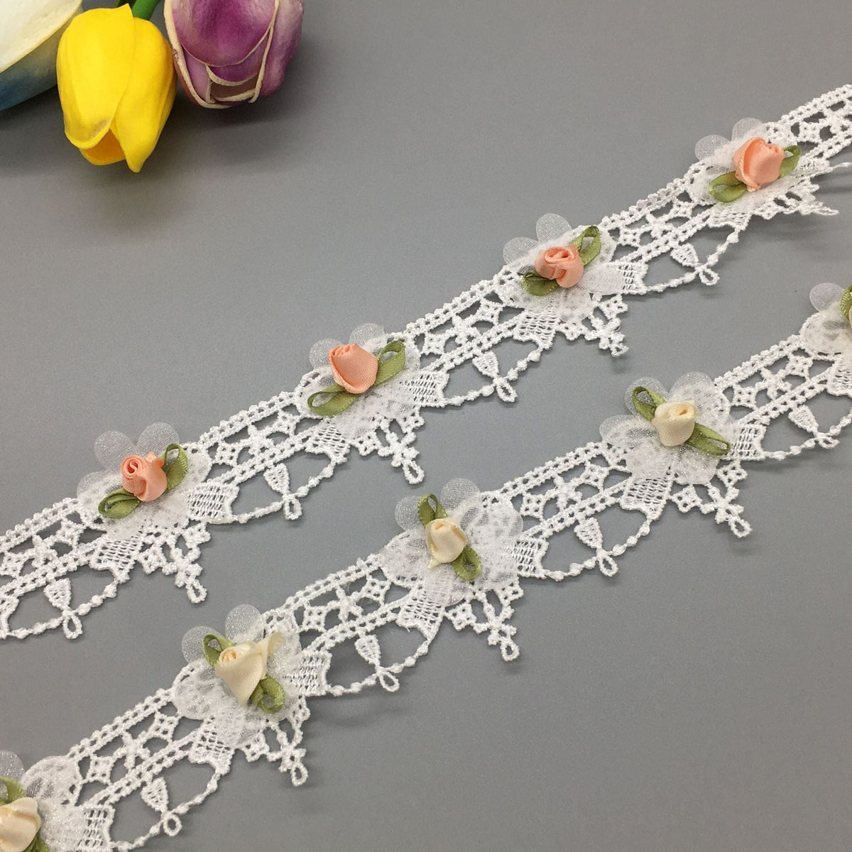 Floral Lace Trim Ribbon Handmade Embroidered Lace Sewing Supplies For DIY Craft