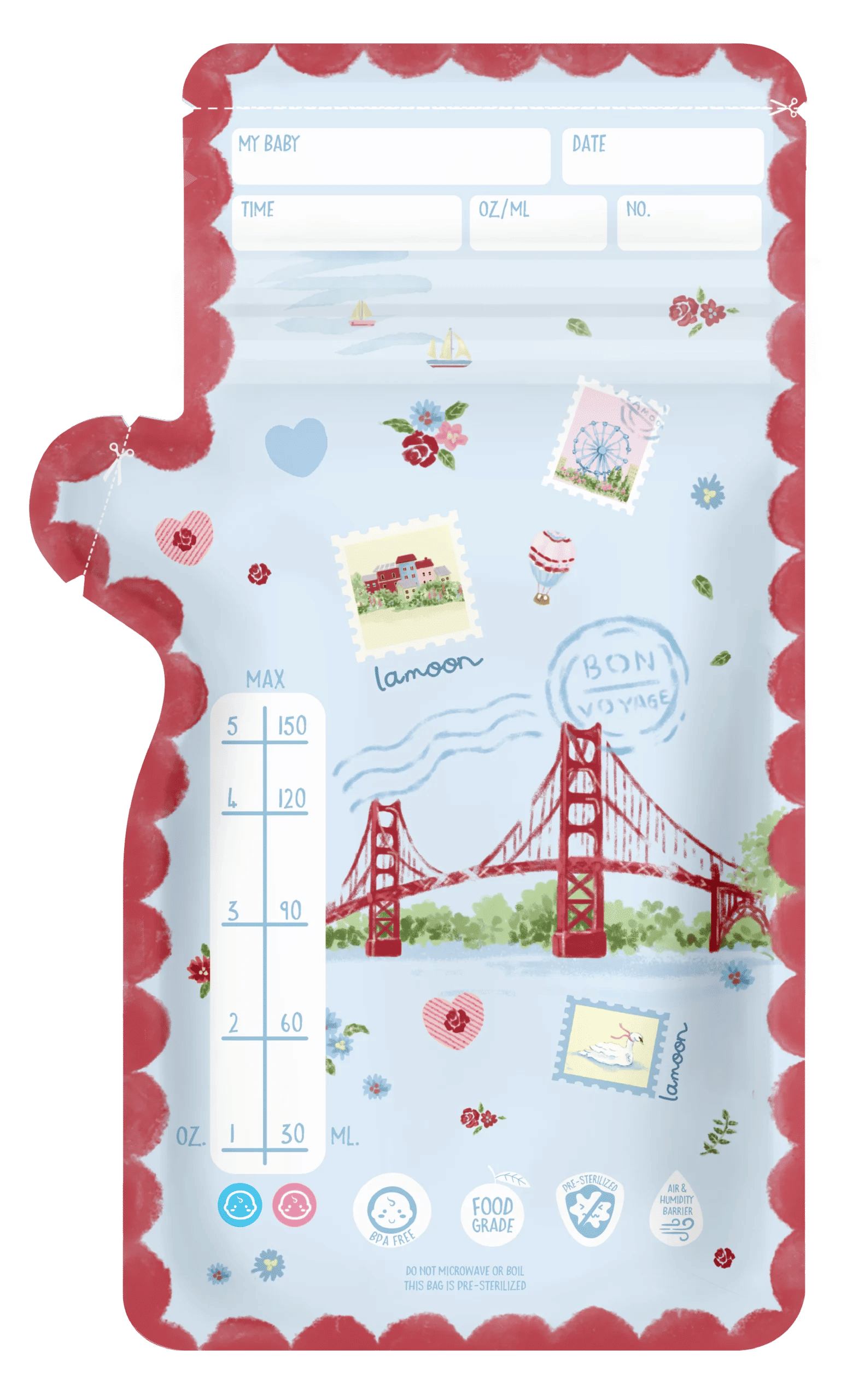 Lamoon Breast Milk Storage Bag 30 Bags 150ml