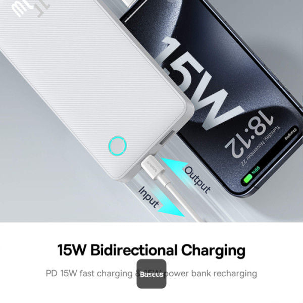 Baseus AirPow Lite 10000mAh 15W Power Bank, White