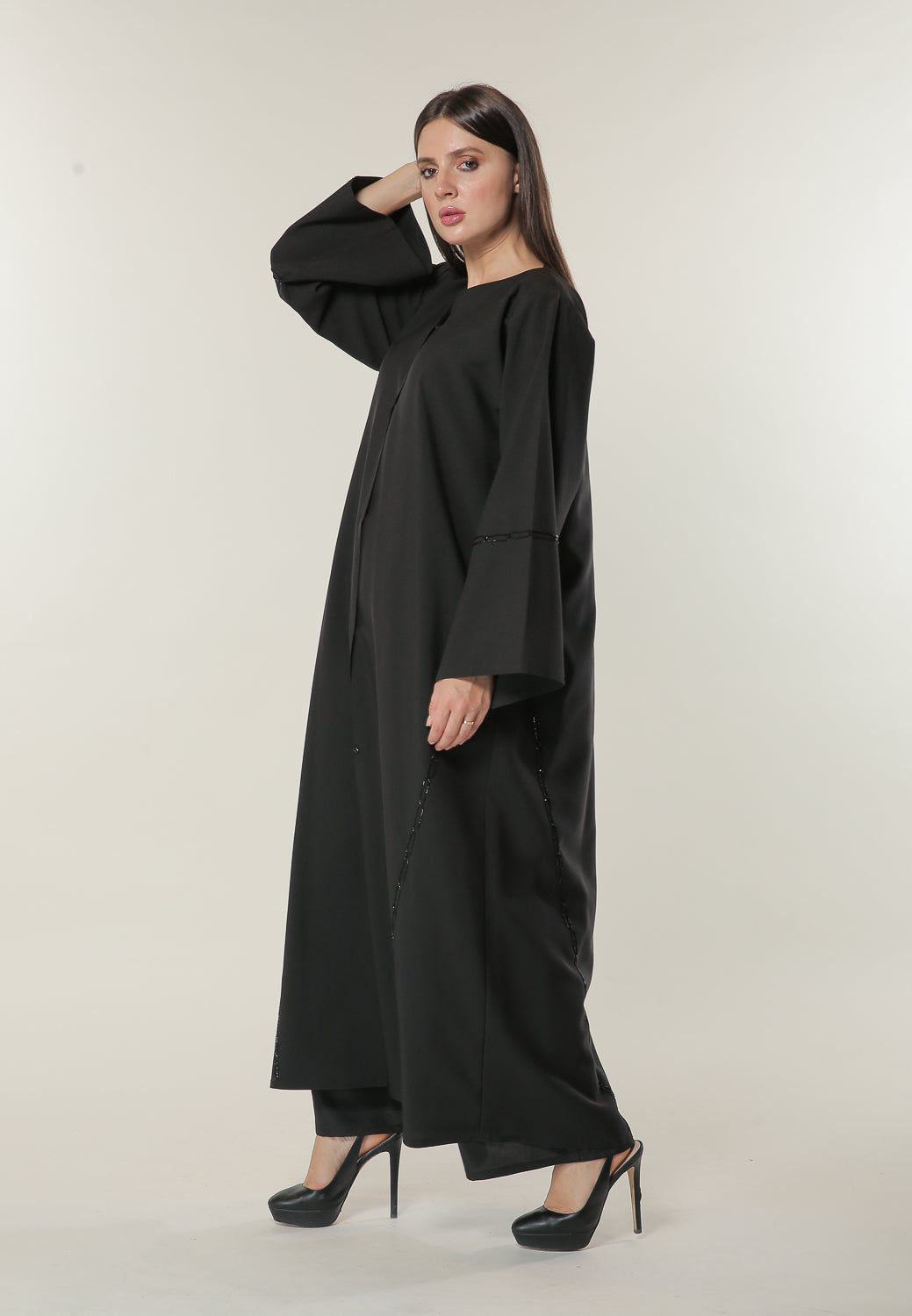 MOiSTREET Black Formal Abaya with Handwork