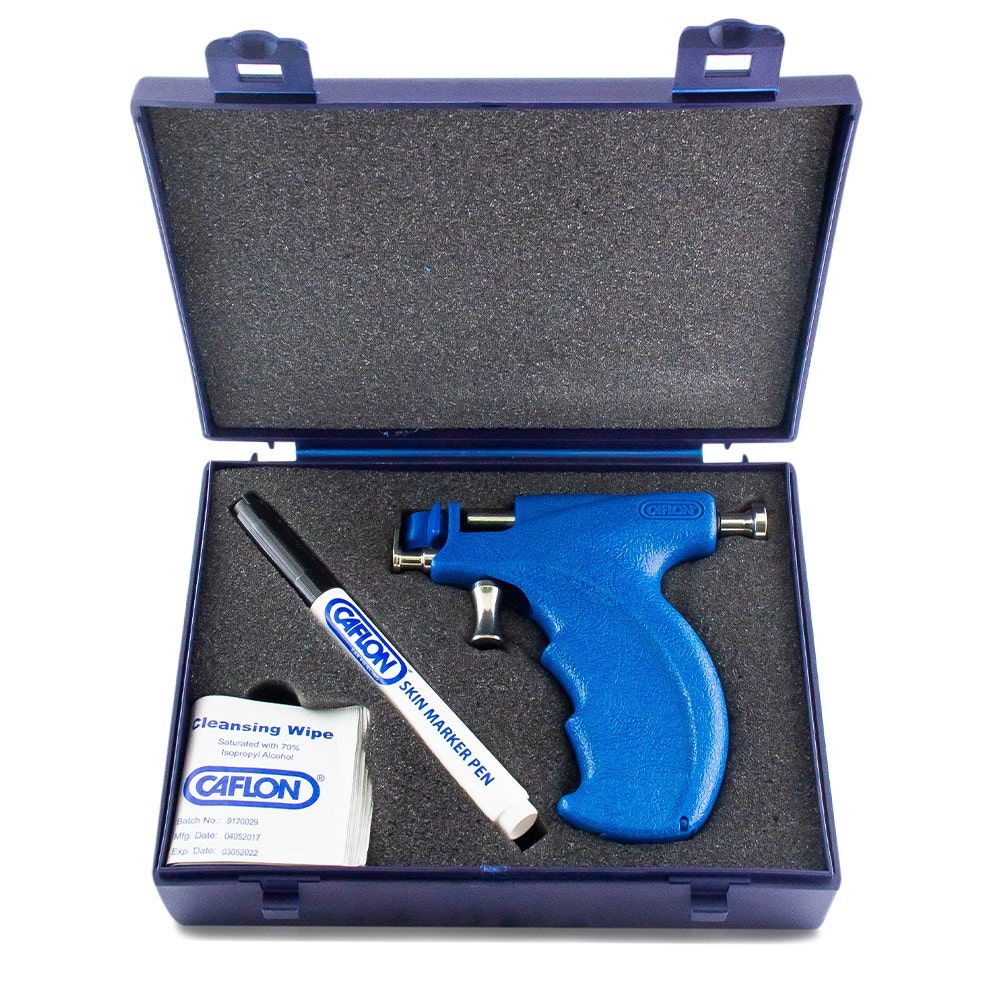 Caflon Ear Piercing Gun, Blue, Gold
