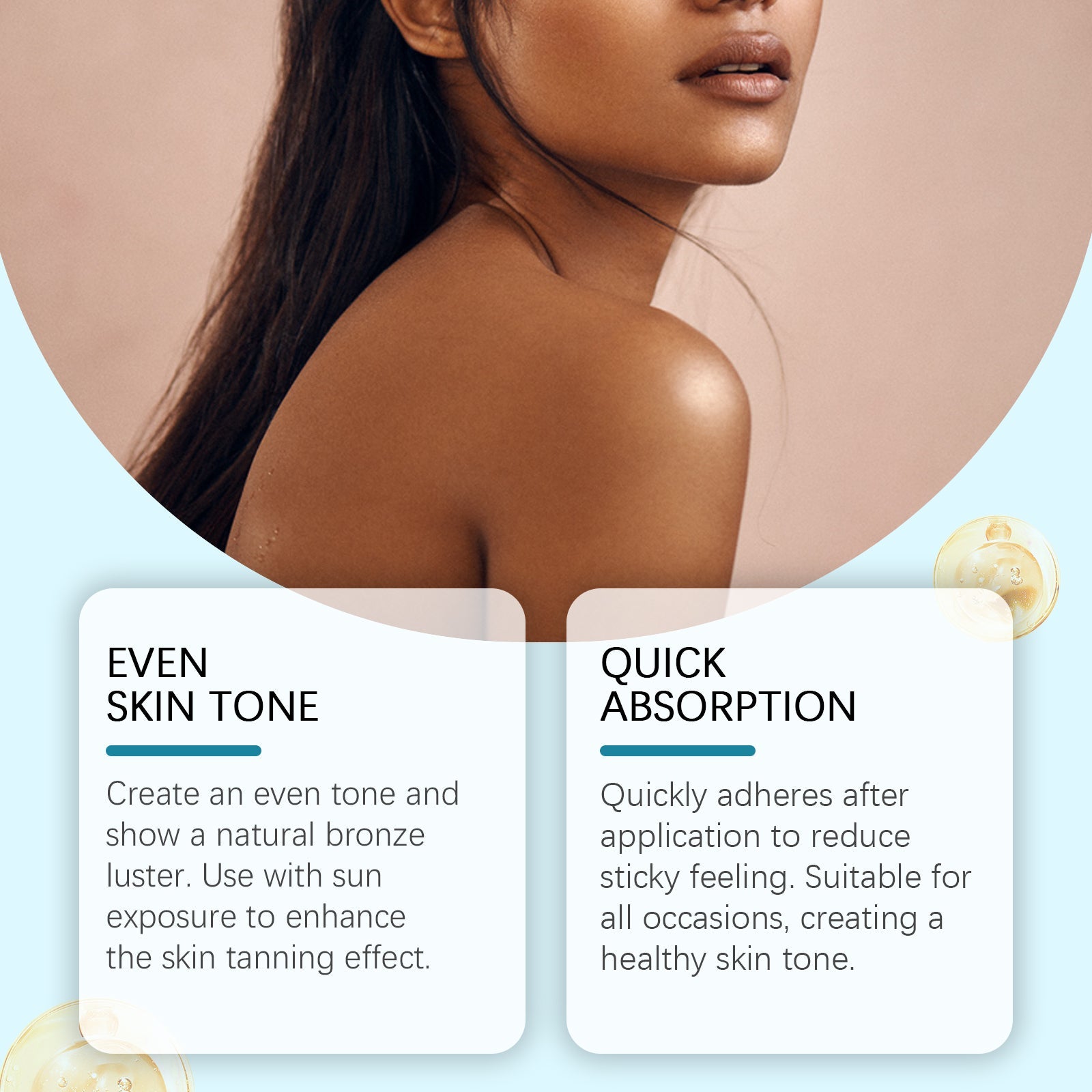 Bronze Body Care Lotion, Natural Sun-Kissed Tan, Moisturizing, Summer Beach Glow ,100ml