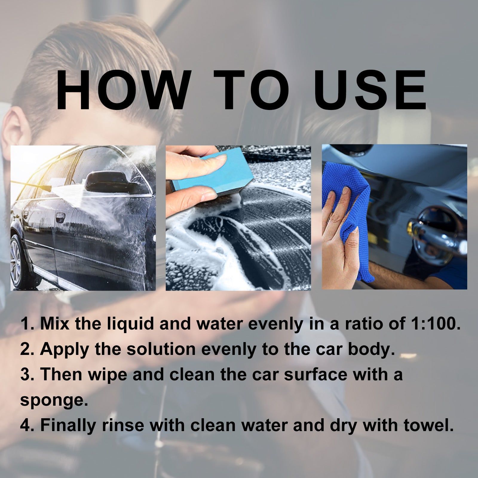 Car Cleaning Liquid, Car Paint Coating Brightening, Eco-Friendly Foam, Easy Wash ,1set