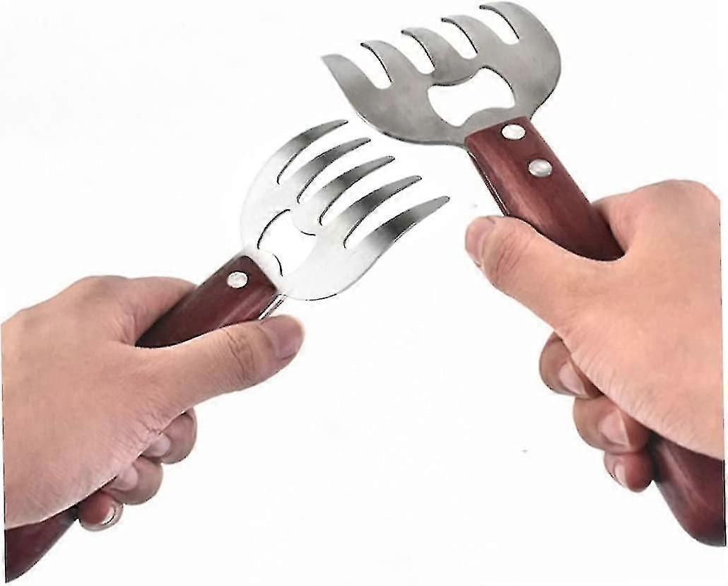 Meat Shredding Grates, Bbq Claw Tools Meat Shredding Claws Stainless Steel Kitchen Fork With Red Handle 2pcs