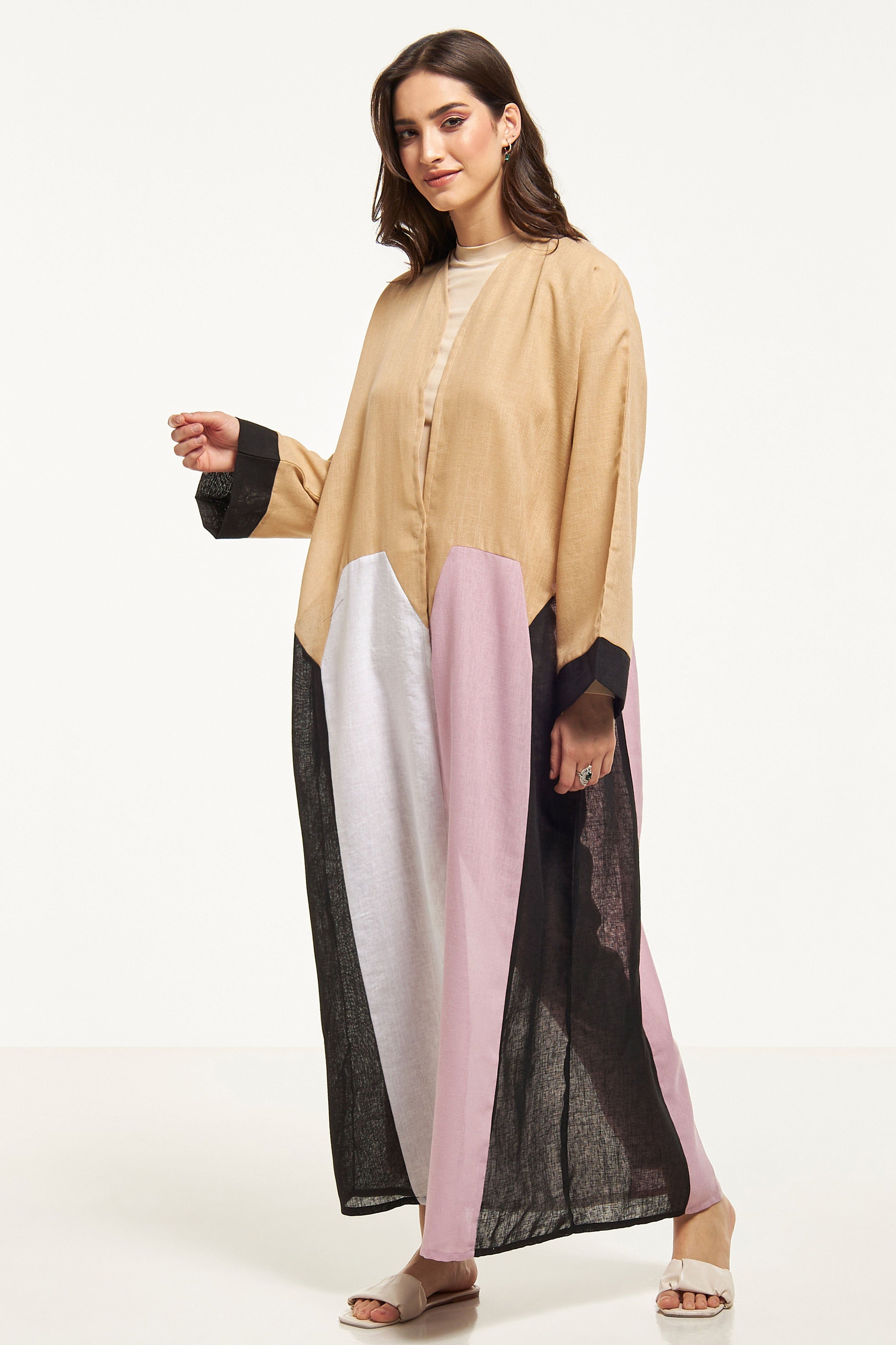 MOiSTREET Colourblocked Abaya with Sheila