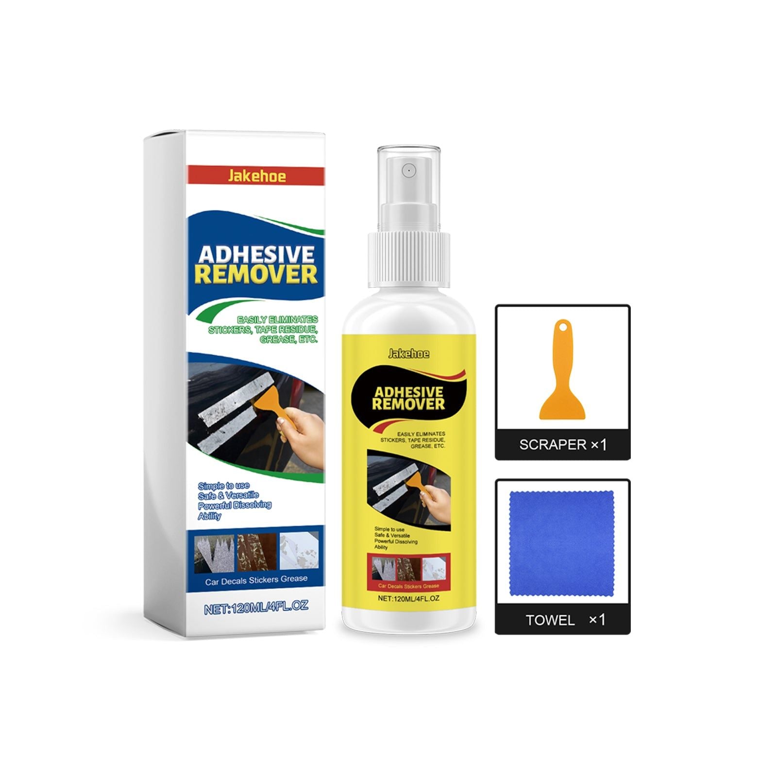 Adhesive Remover, Fast Sticky Residue Cleaner for Cars, Easy Spray, Safe and Effective ,1set