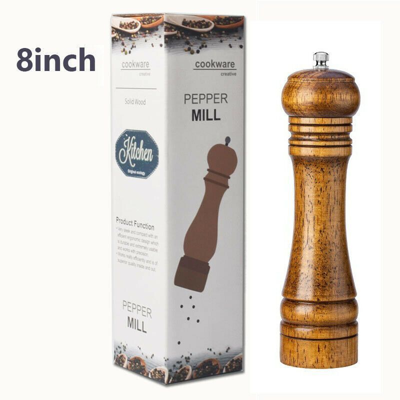 Salt Pepper Grinder Vintage Wooden Oak Spice Mill Blender Stick Kitchen Tool