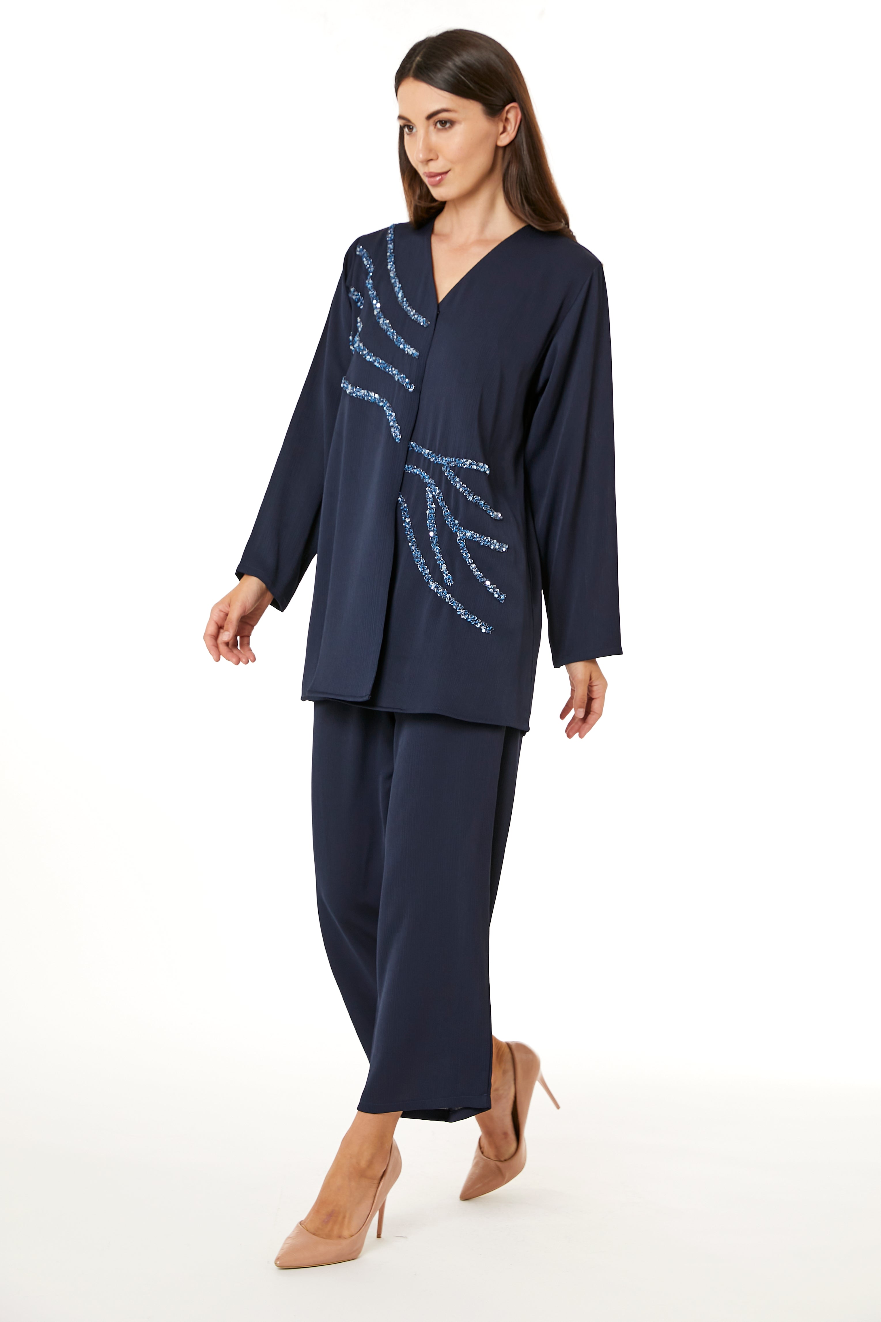 MOiSTREET Navy Zoom Top and Pants Set