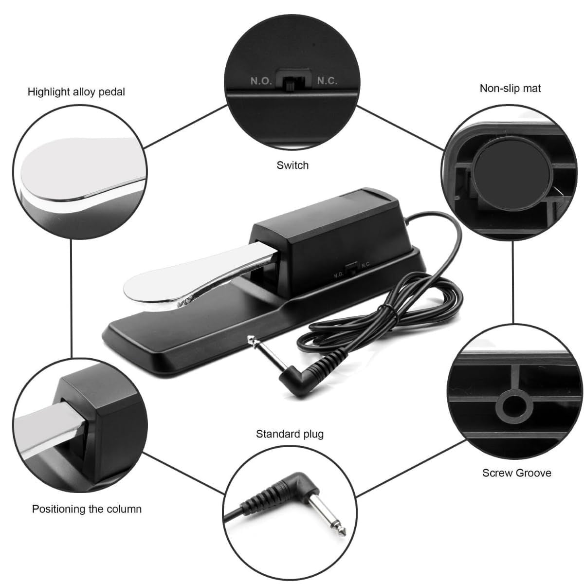 Piano Sustain Pedal Keyboard Sustain Pedal for Digital Piano Electronic Keyboard MIDI Synthesizer