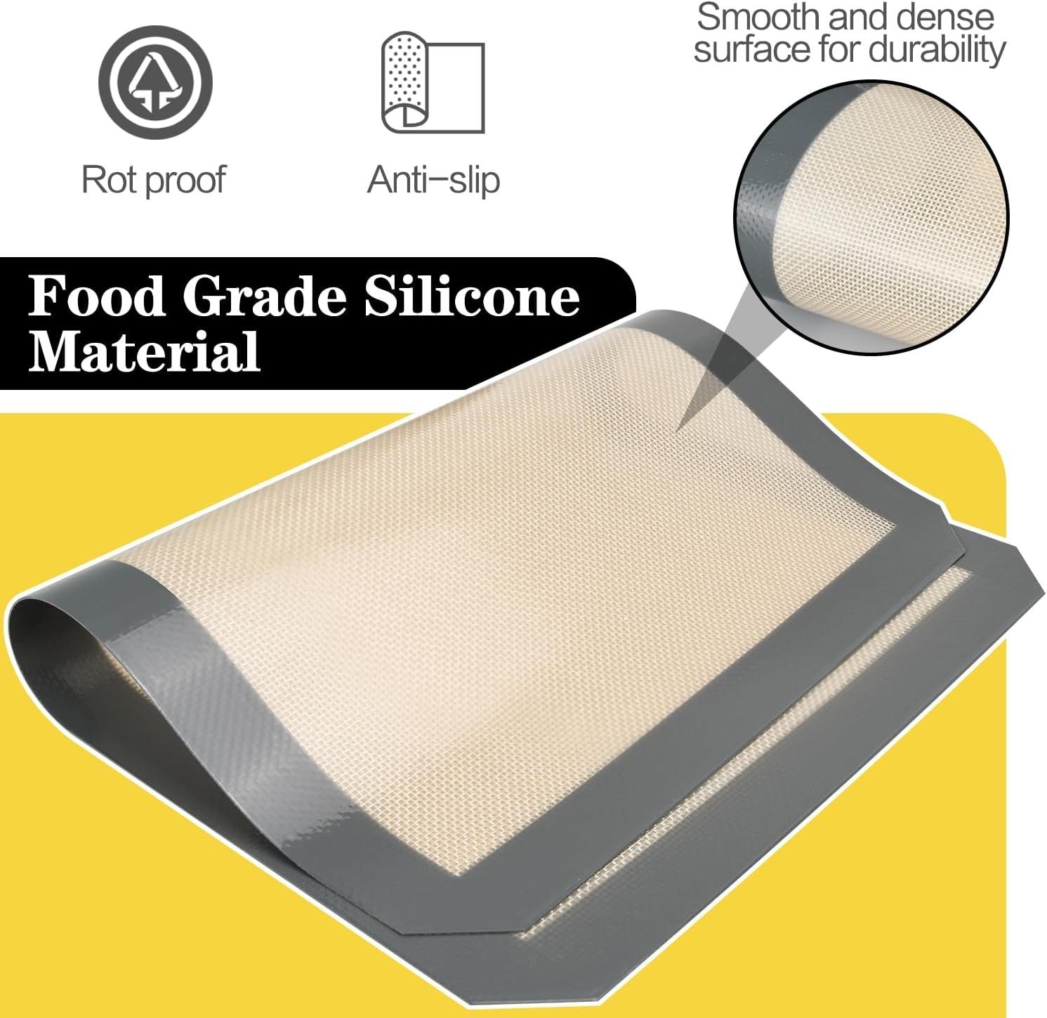 2 Pack Silicone Baking Mat Silicone Reusable Baking Mat Food Safe Oven Baking Mats