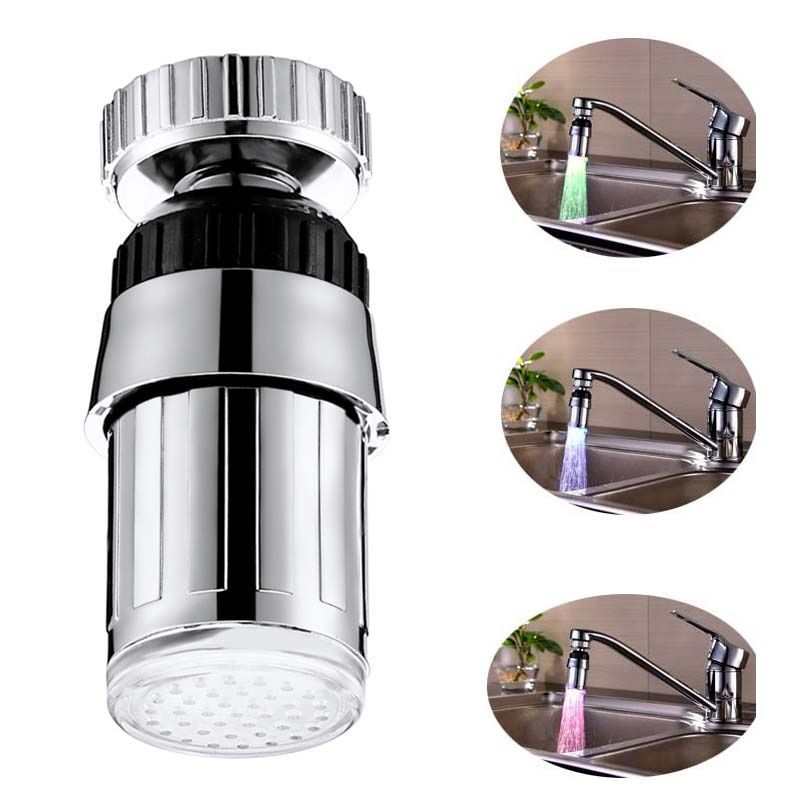 LED Water Faucet Light Temperature Sensitive Tap With 3 Color Changing For Kitchen Bathroom