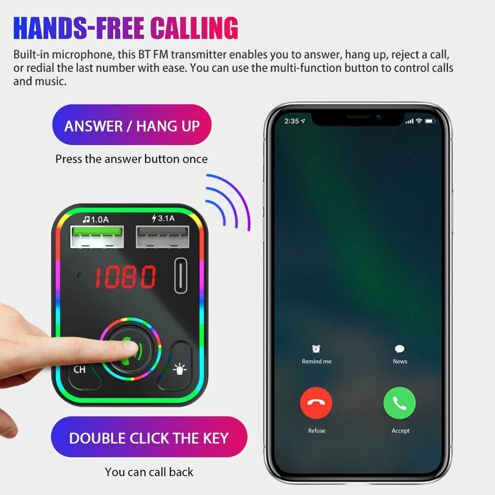 Car FM Bluetooth Transmitter MP3 Player Wireless Handsfree Radio Adapter