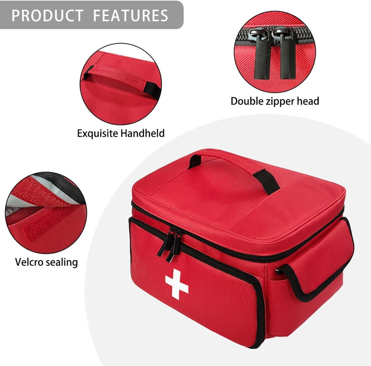 Medicine Storage Bag Family First Aid Box Pill Bottle Organizer for Emergency Medical Supplies