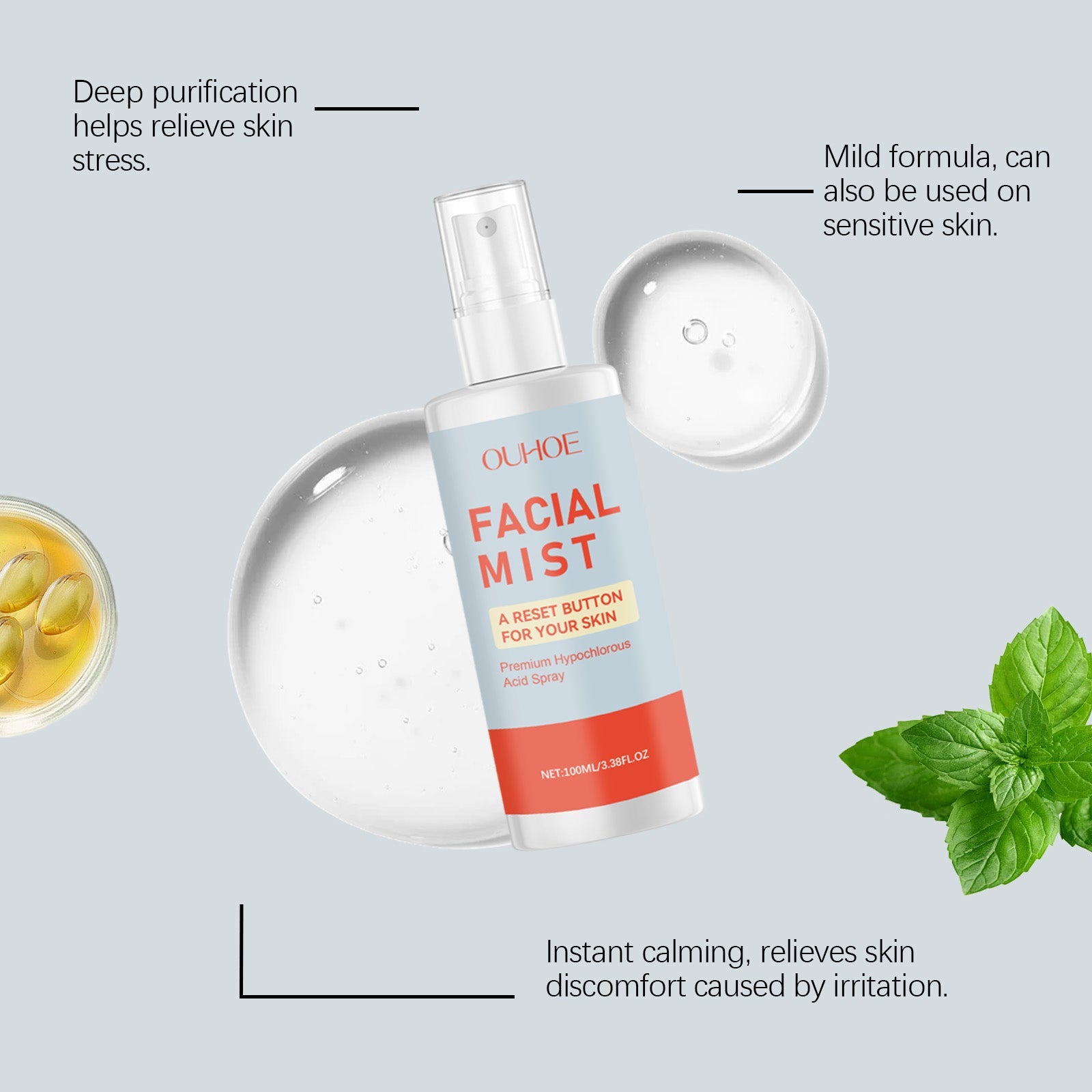 Acne Soothing Facial Spray, Hydrates, Reduces Pimples, Relieves Redness, Skin Care ,100ml
