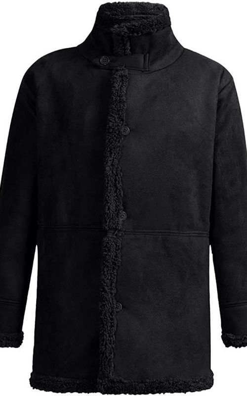 Winter Men Fleece Lapel Jacket Warm Thick Coat Casual Stand Collar Outwear