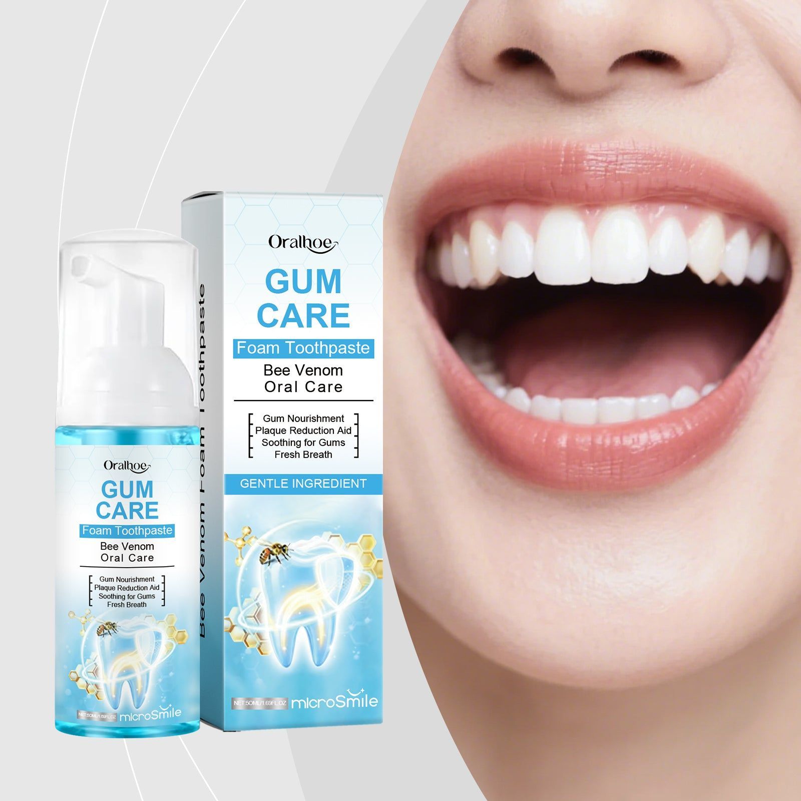Bee Venom Dental Mousse, Fresh Breath, Removes Stains, Tartar, Odors, Sensitive ,50ml