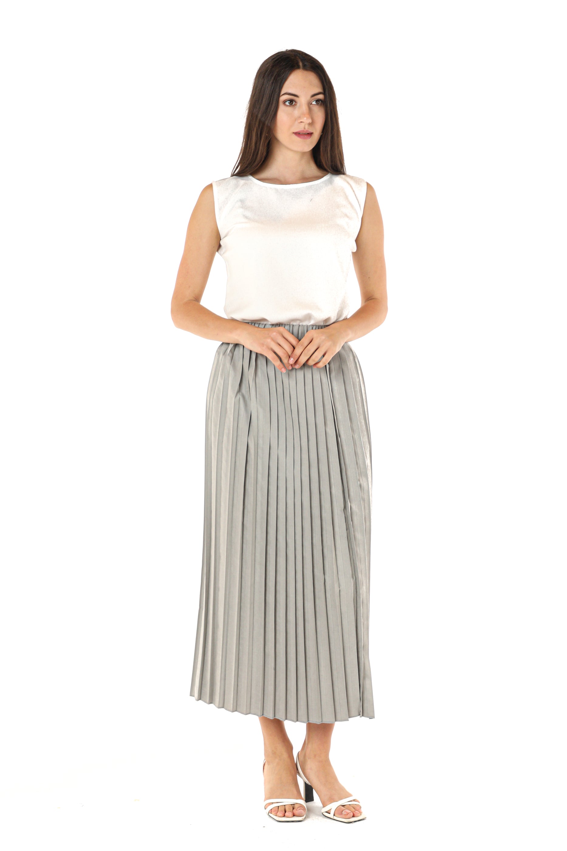 MOiSTREET Grey Shamua Pleated Skirt