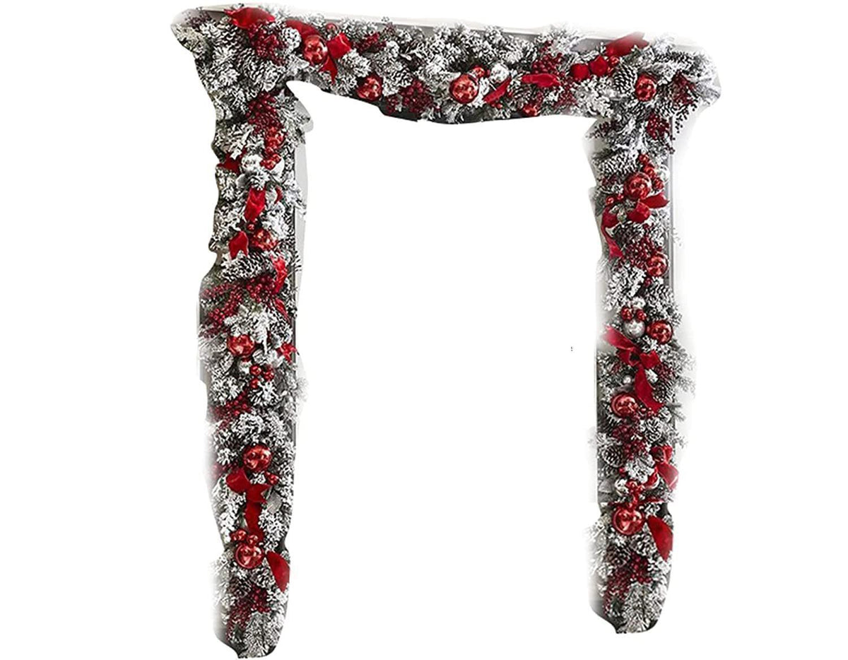 Front Door Christmas Wreath Red White Holiday Trim Exterior Outdoor Home Decoration