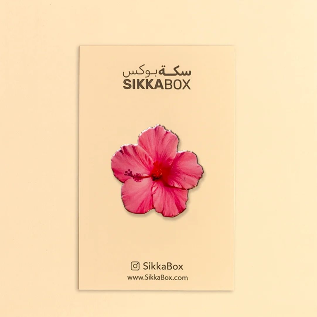 Pink Hibiscus Flower Metal Sticker