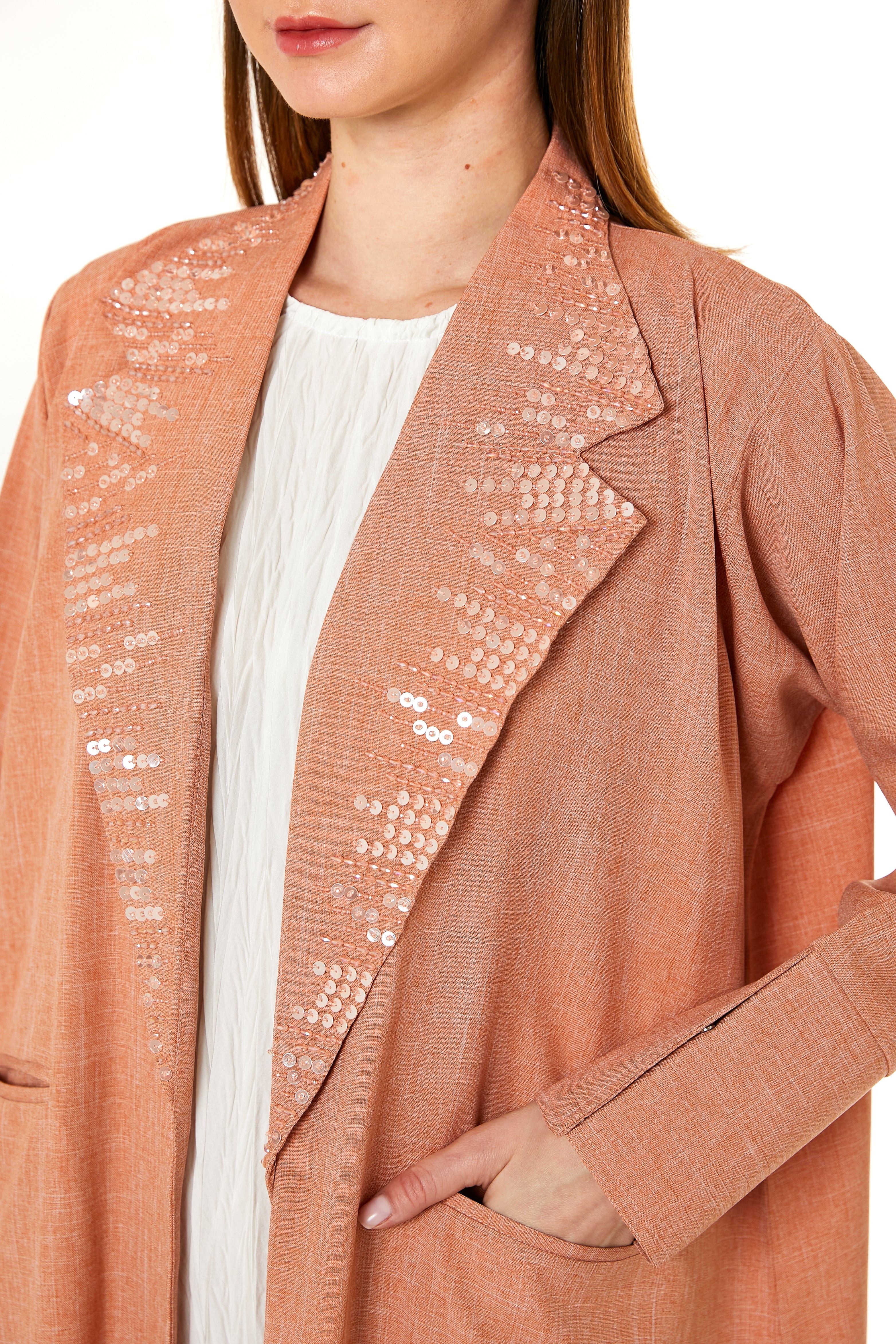 Orange Melange Hand Embellished Abaya