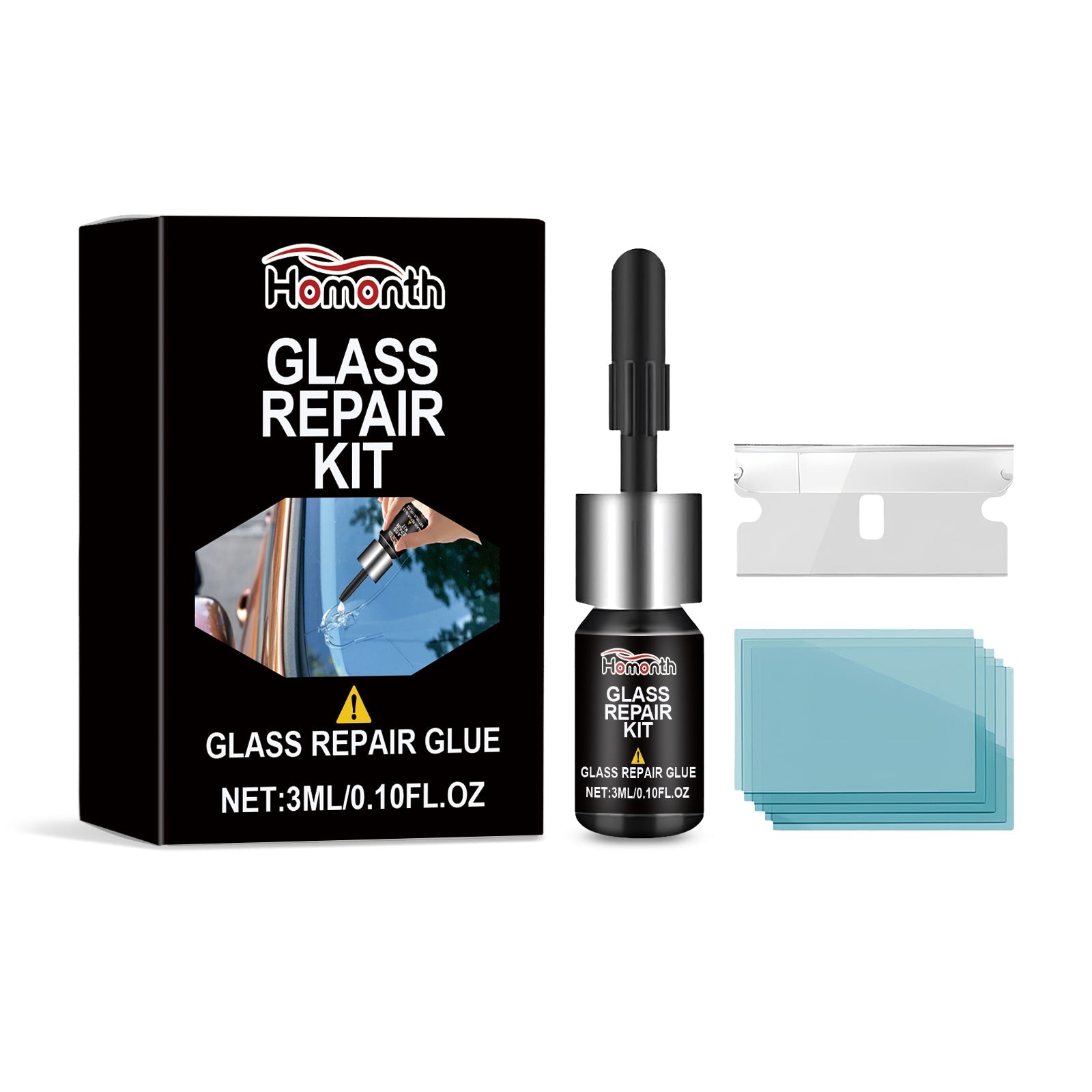 Car Crack Repair Kit, Fast Windshield Crack Fix, Clear Vision, Portable Adhesive ,1set