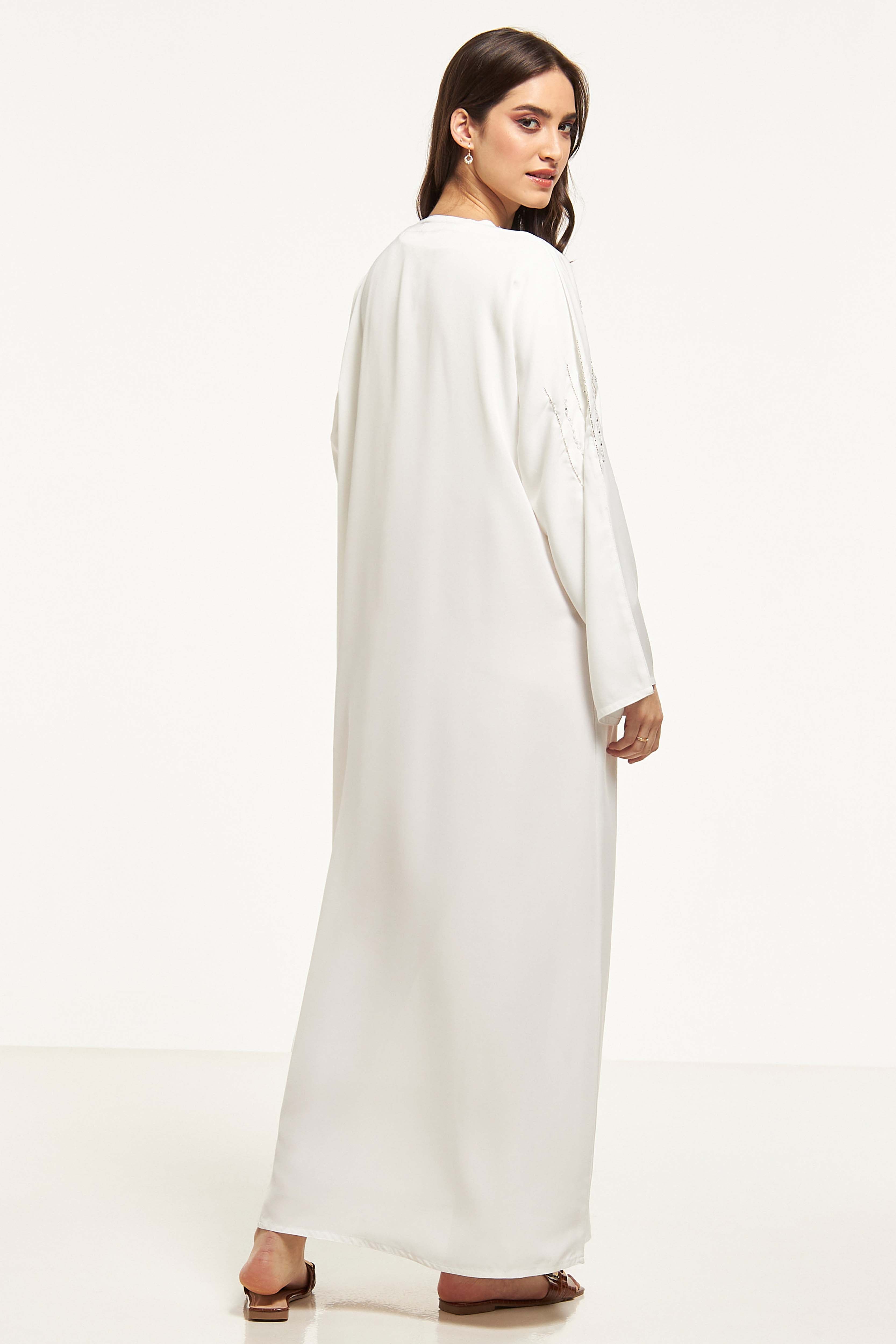 MOiSTREET Embellished Abaya with Sheila
